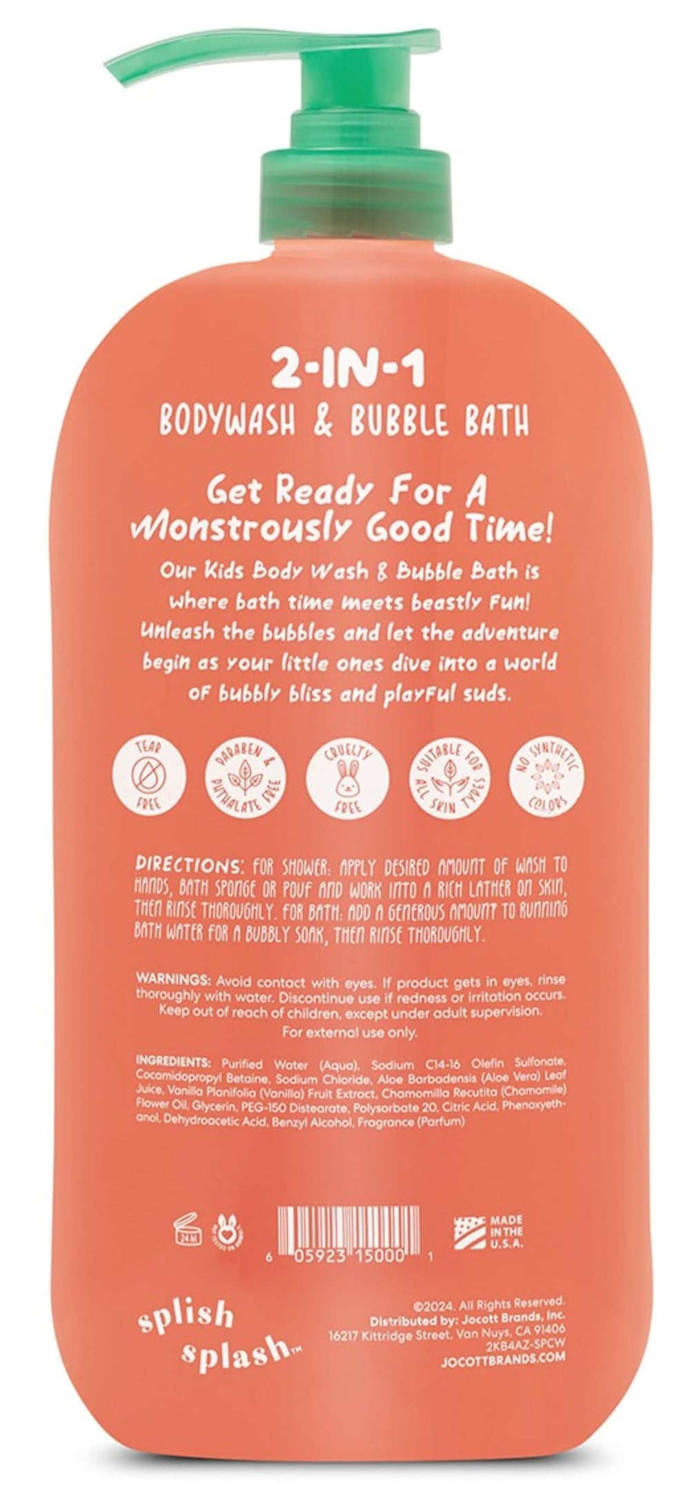 Splish Splash Watermelon bubble bath with rich foam for tub time.