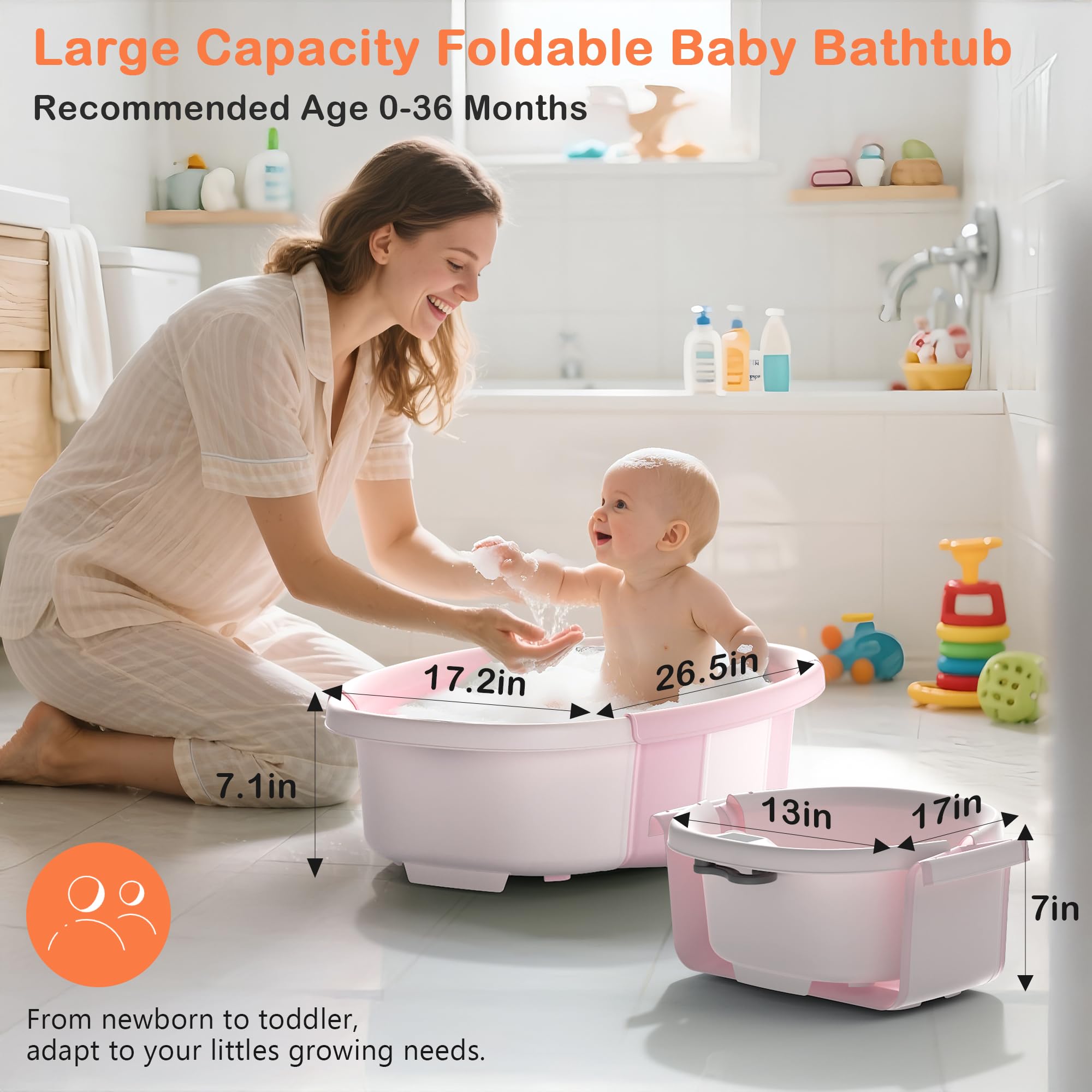 Spluvvly collapsible baby bath folded compact for easy storage.