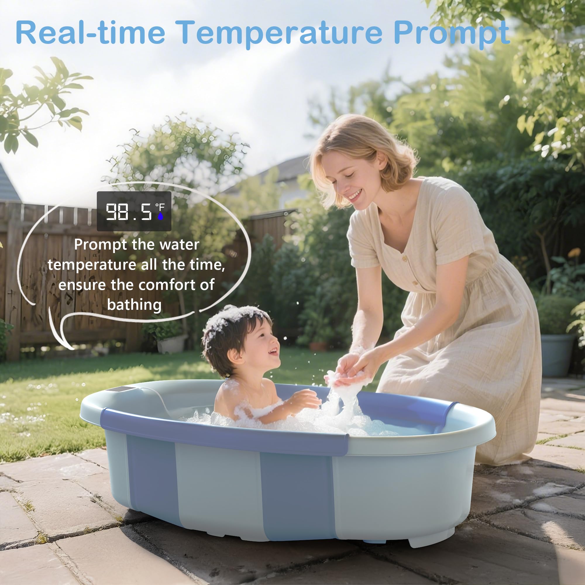 Spluvvly collapsible tub anti-slip base prevents slips during bath time.