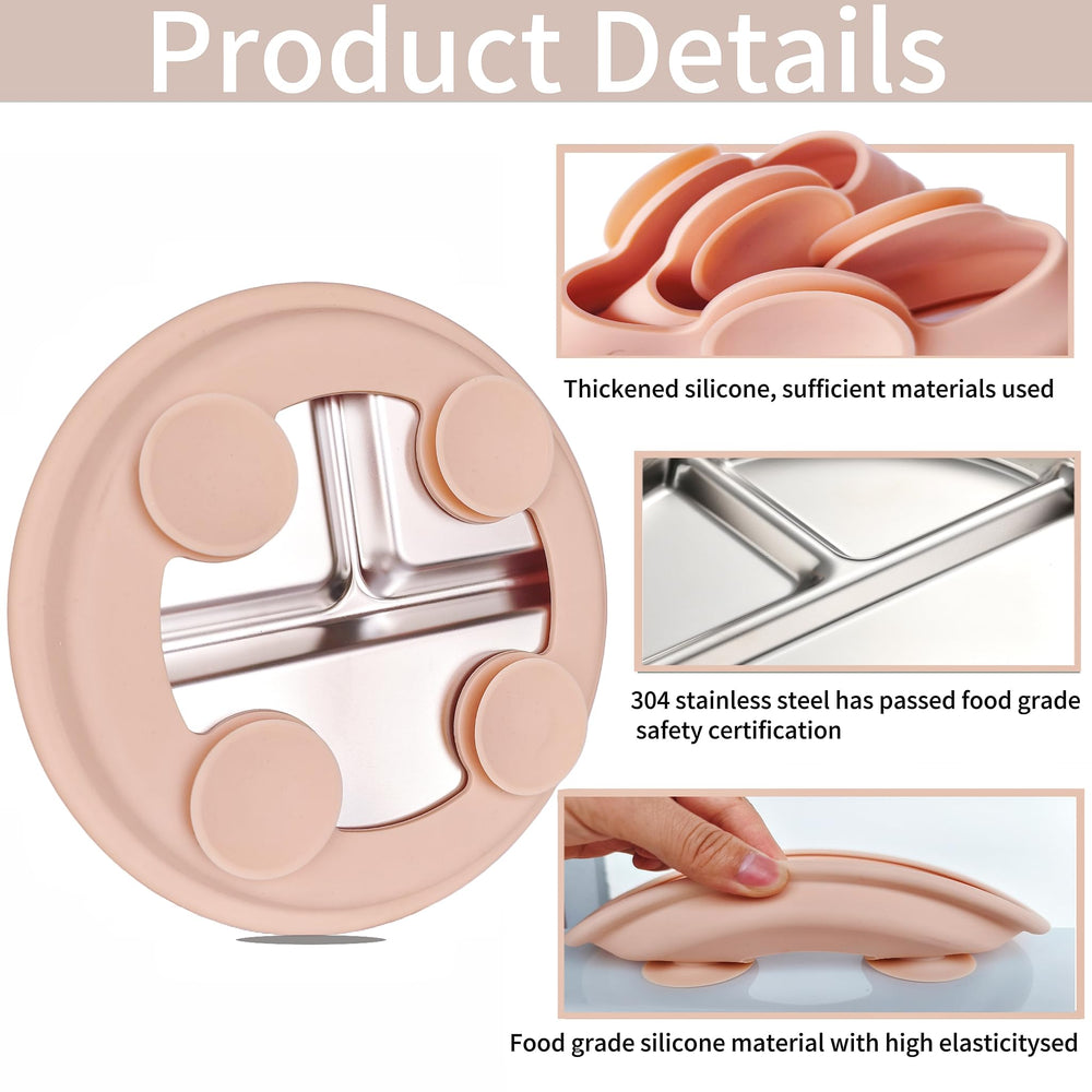 SPMKTQK divided plate with suction base stays put on highchair trays