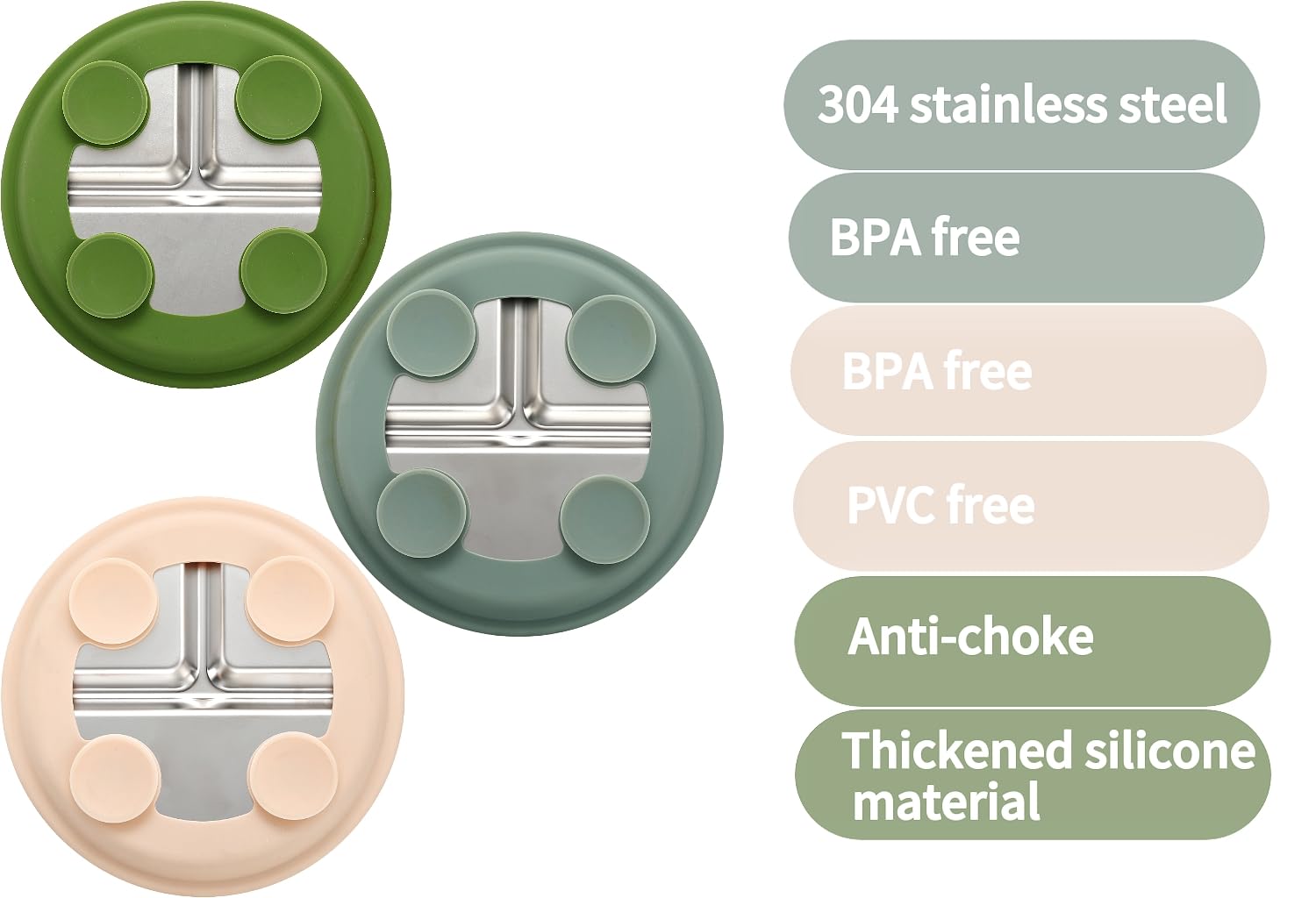 SPMKTQK non-slip design helps keep plates in place during self-feeding.