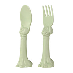 Spoon la la toddler spoon with cat-shaped handle offers ergonomic grip.