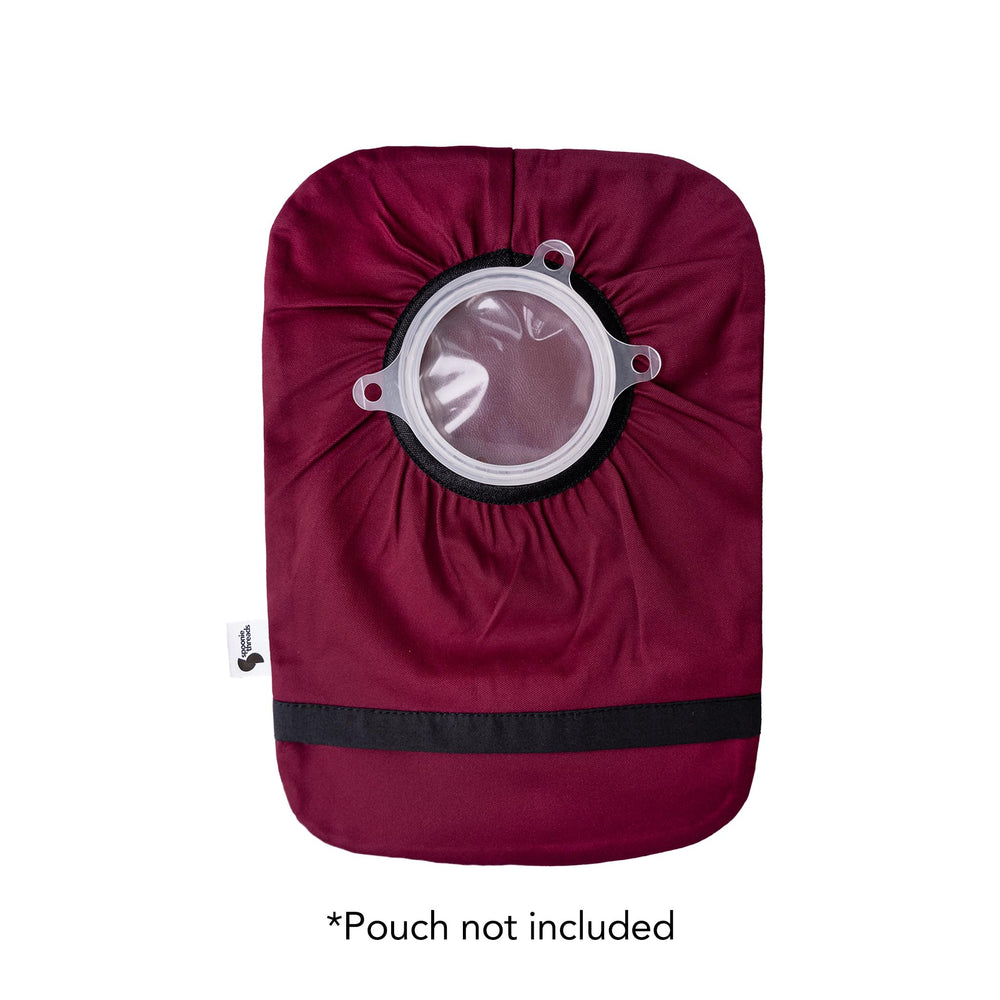 Spoonie Threads burgundy cover shown on the go for daily comfort with pouch.