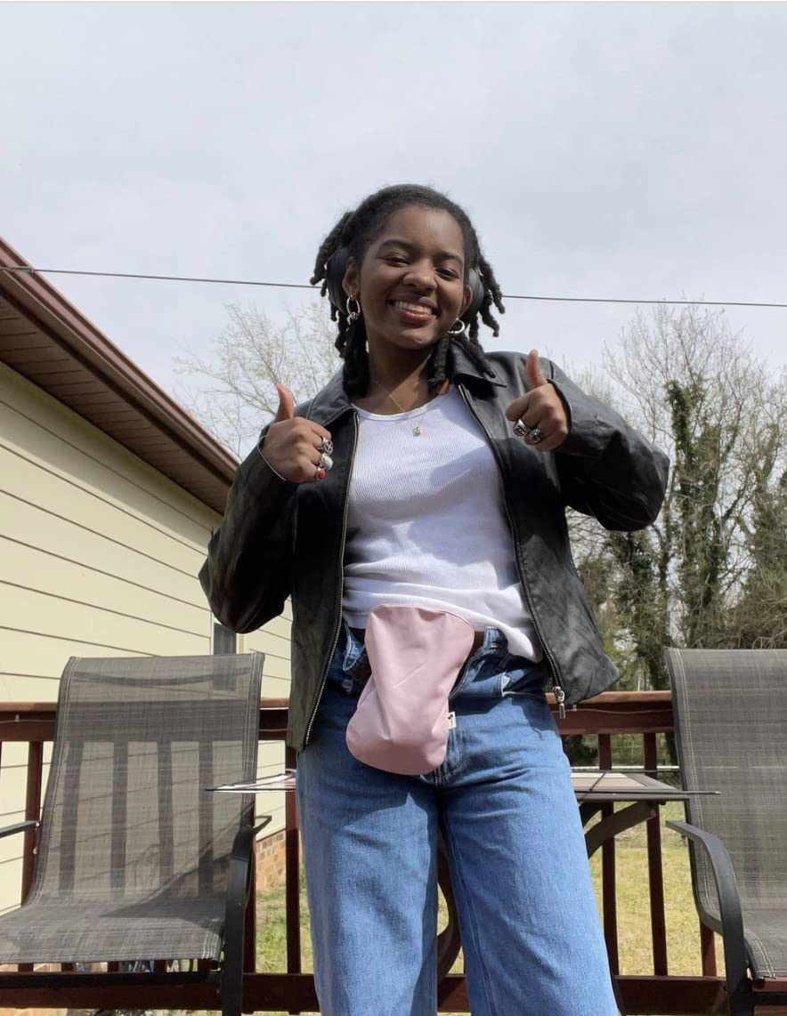 Spoonie Threads light pink cover works with ostomy belts