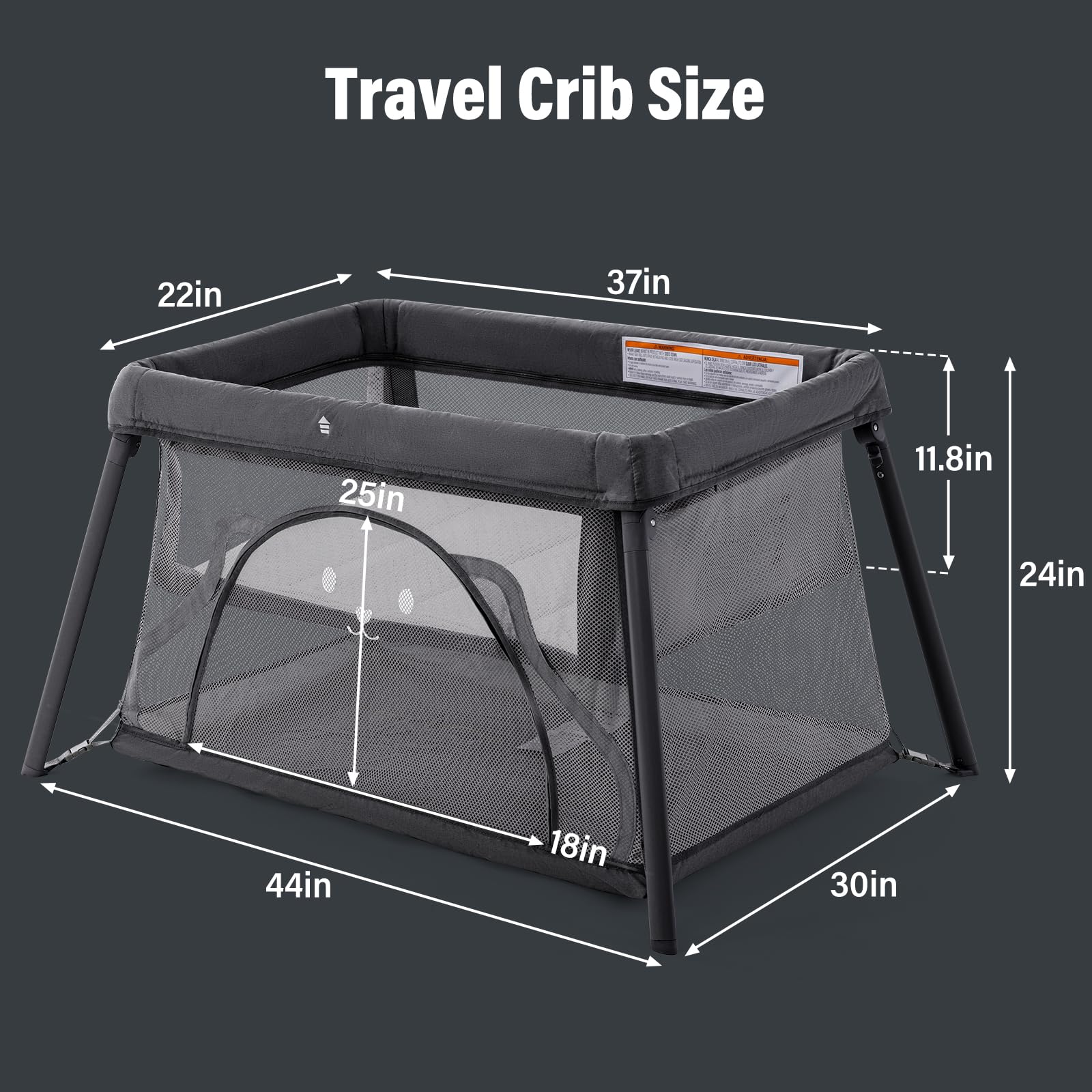 Sporary Travel Crib assembled with mattress for safe naps.