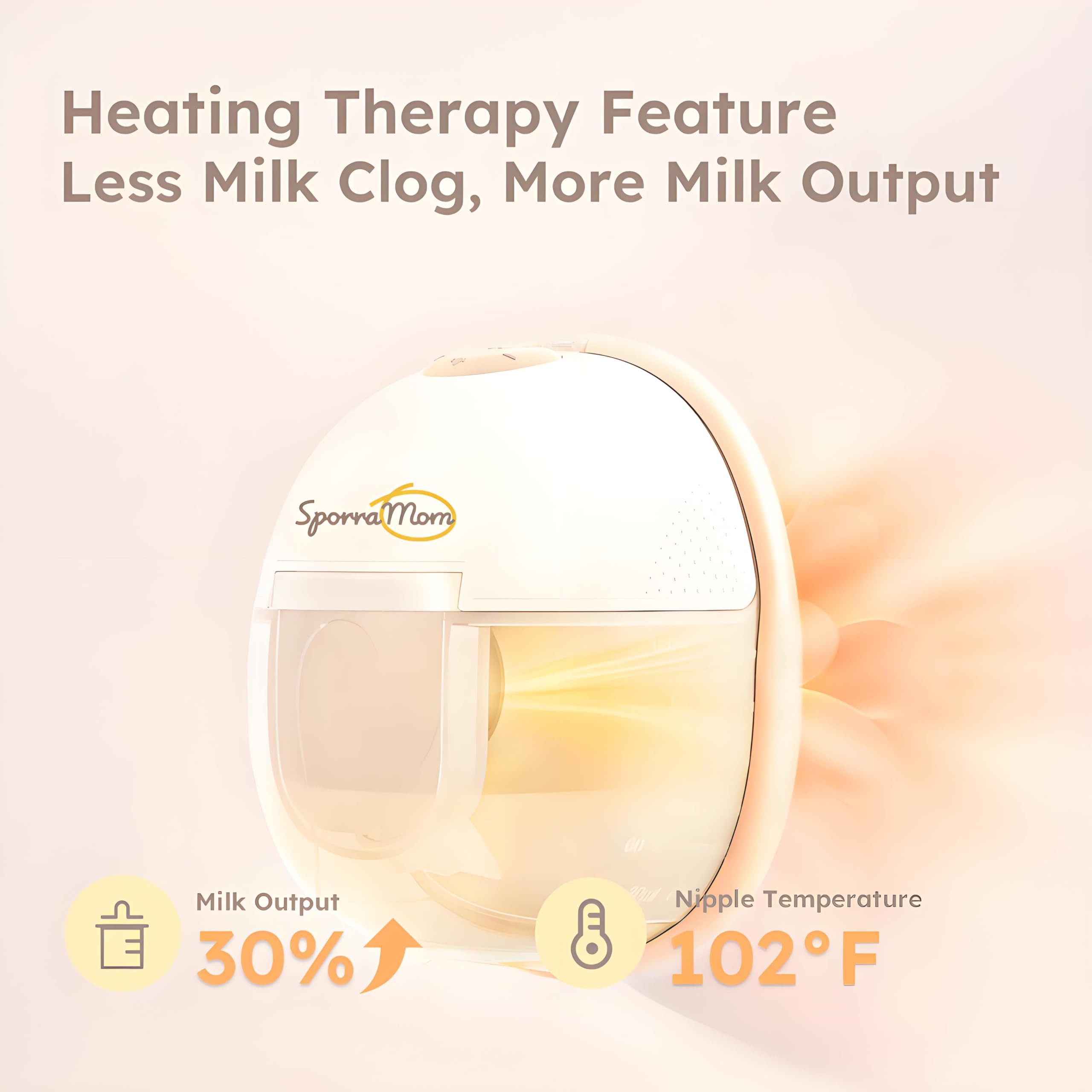 SporraMom W2 heated technology supports comfortable milk expression during sessions.
