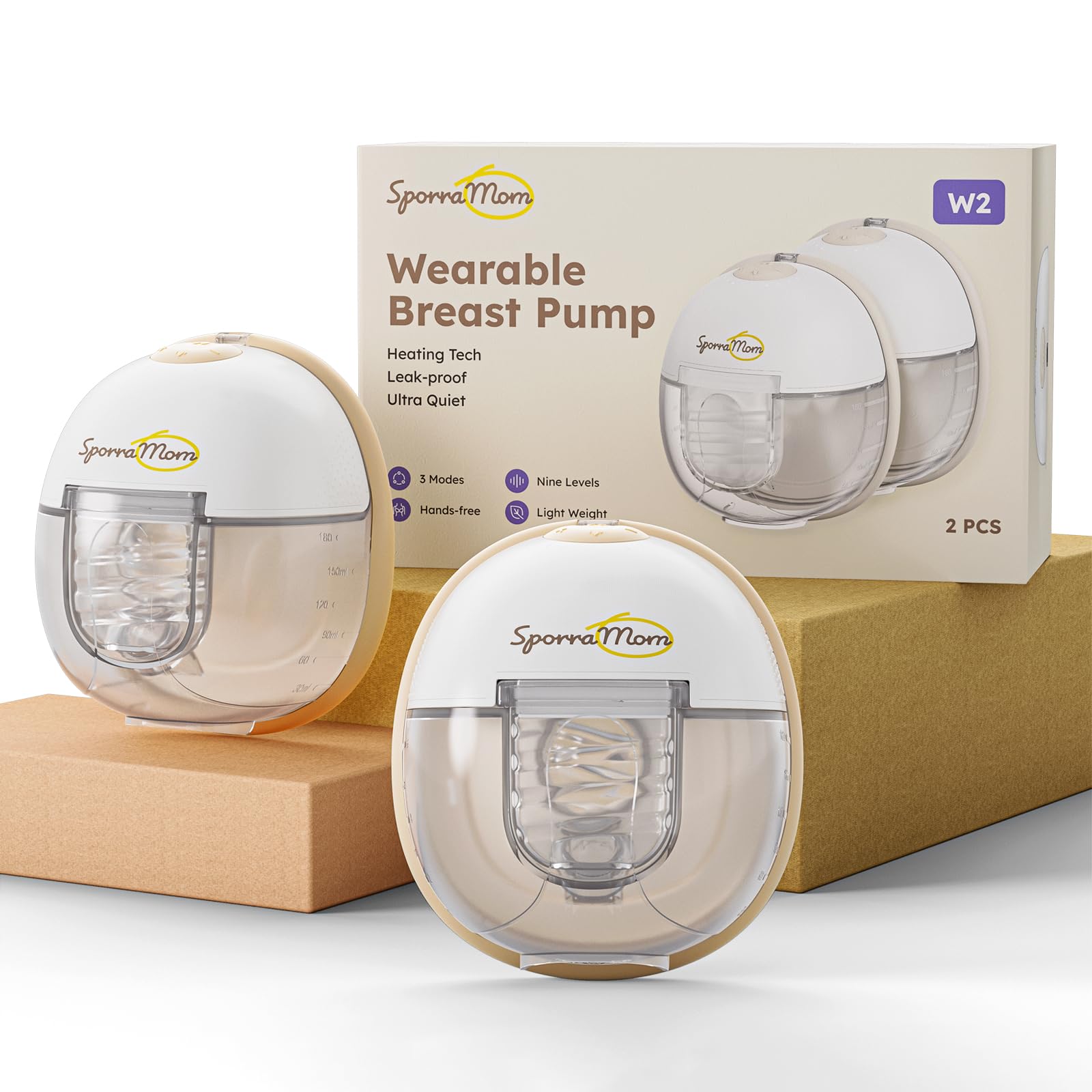 SporraMom W2 worn in-bra usage for discreet pumping and mobility.