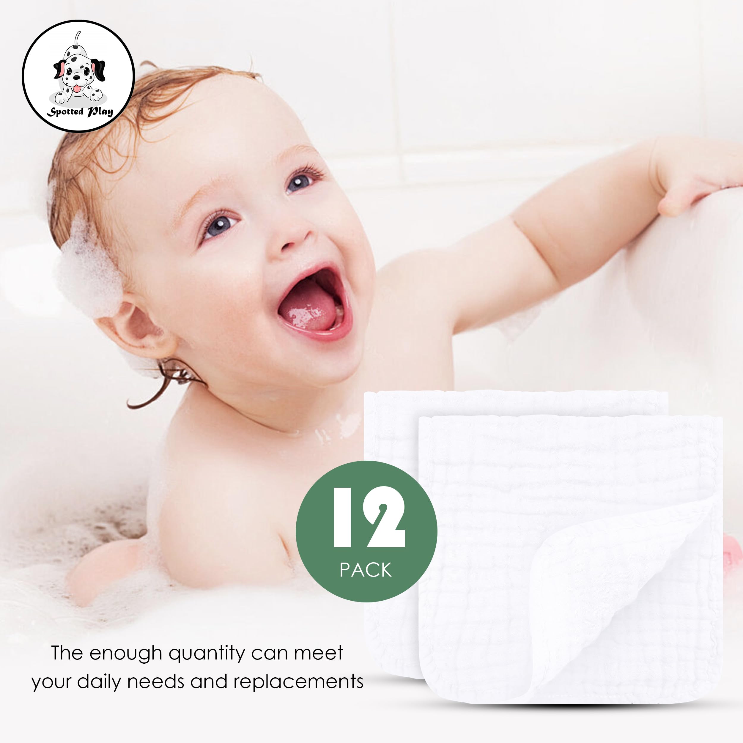 Spotted Play multiuse baby cloth suitable as wipes and face towels.