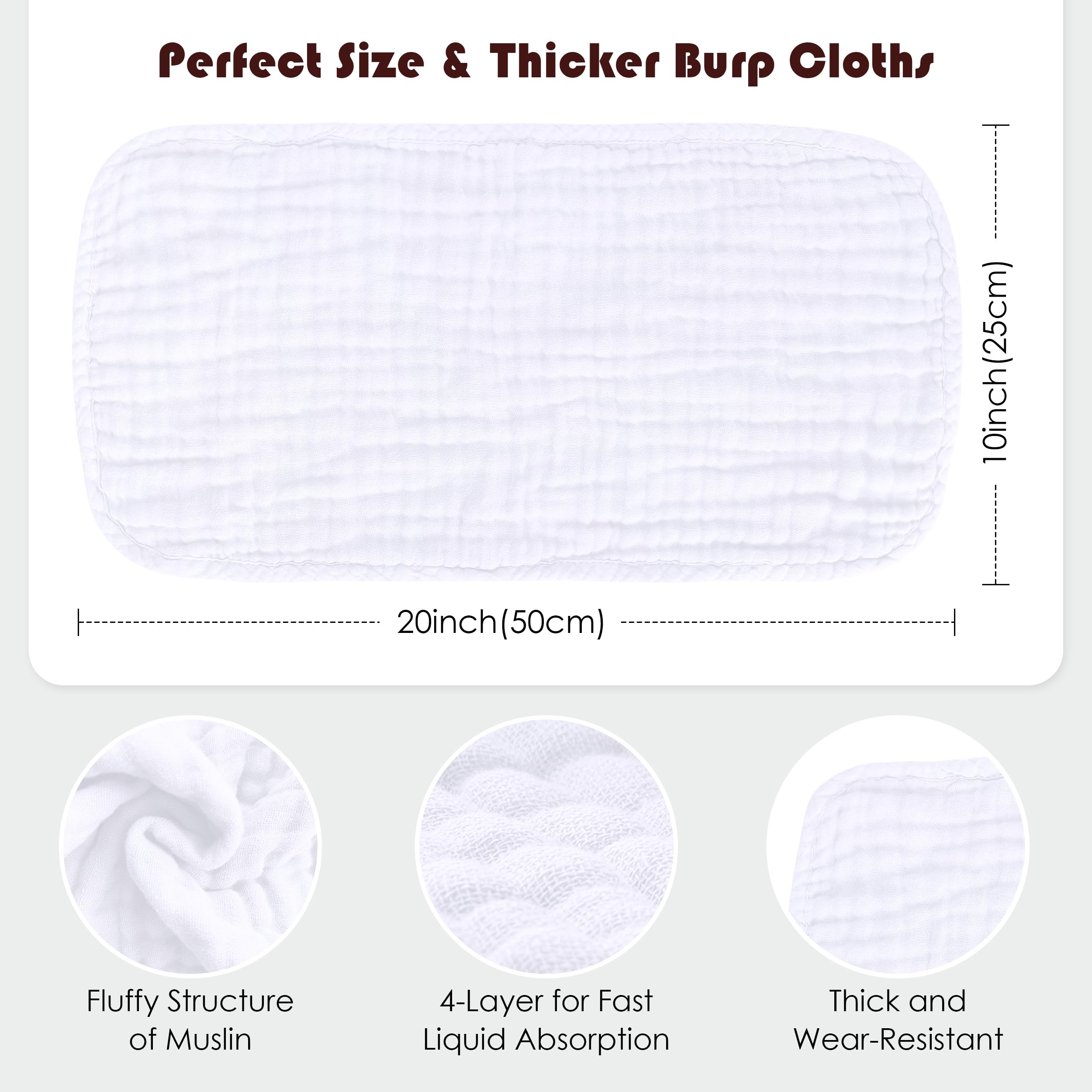 Spotted Play burp cloths with reinforced edges for durability and longevity.