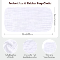 Spotted Play burp cloths with reinforced edges for durability and longevity.