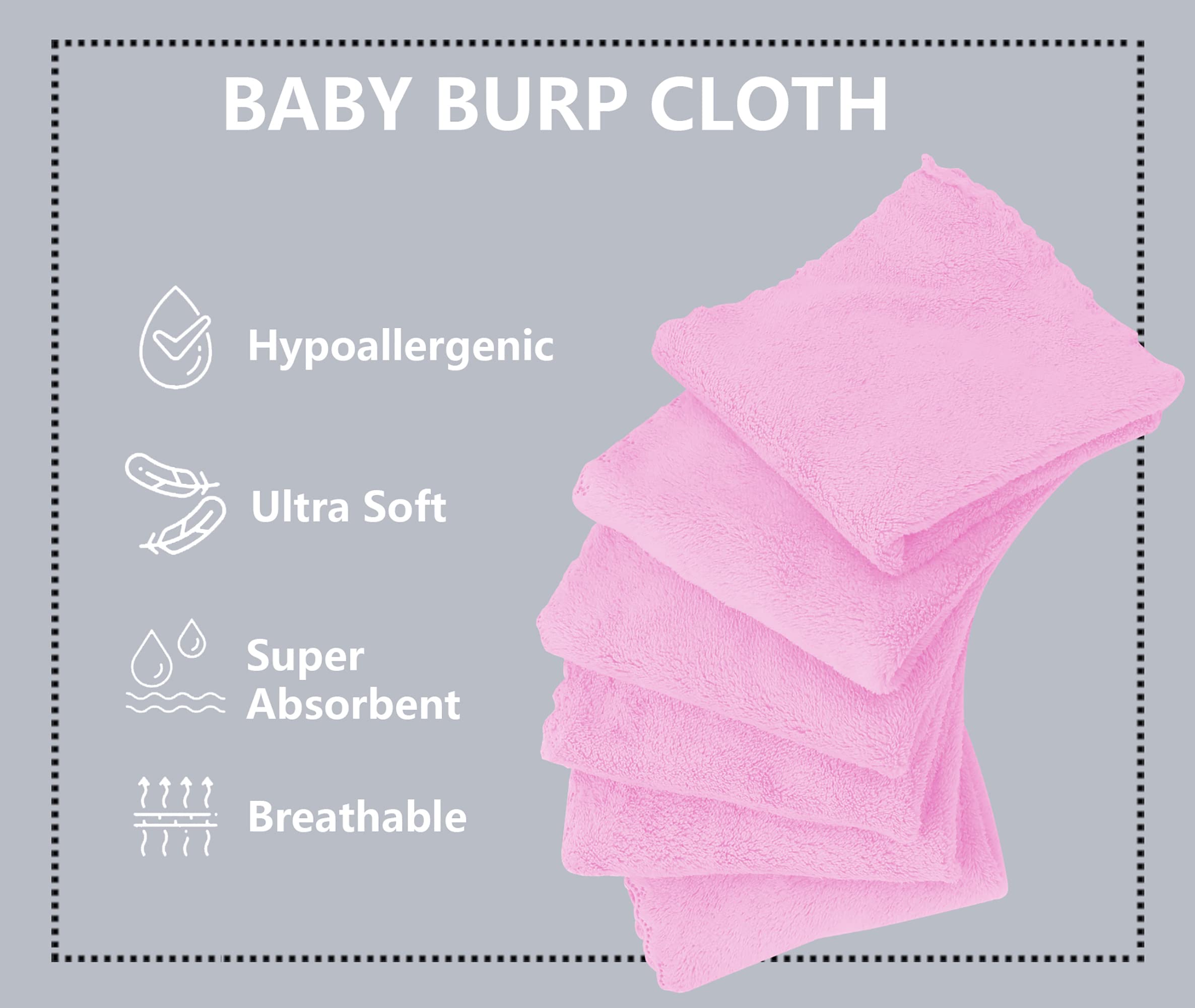 Spotted Play coral fleece burp cloths close-up showing ultra-absorbent fabric for messes.