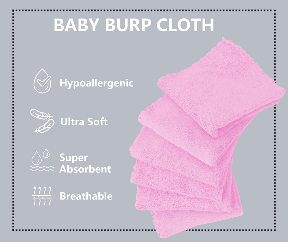 Spotted Play coral fleece burp cloths close-up showing ultra-absorbent fabric for messes.