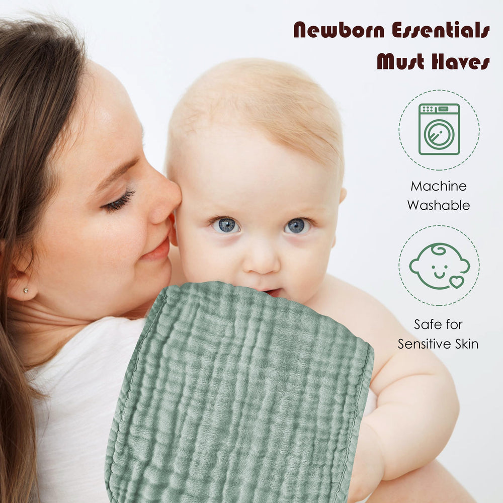 Spotted Play machine-washable burp cloths designed for easy care.