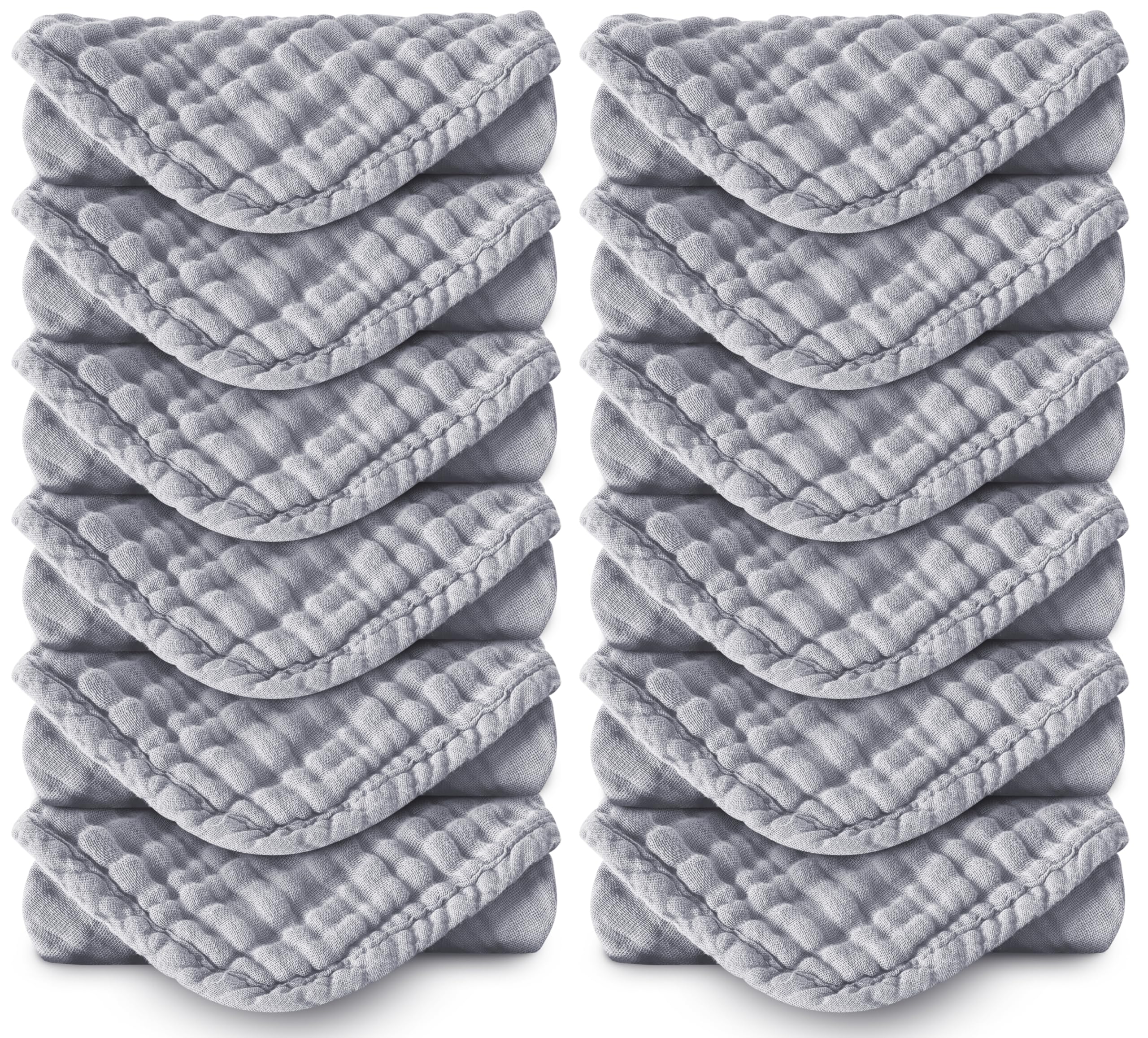 Spotted Play muslin burp cloths 20x10 in grey, soft and gentle on baby skin.