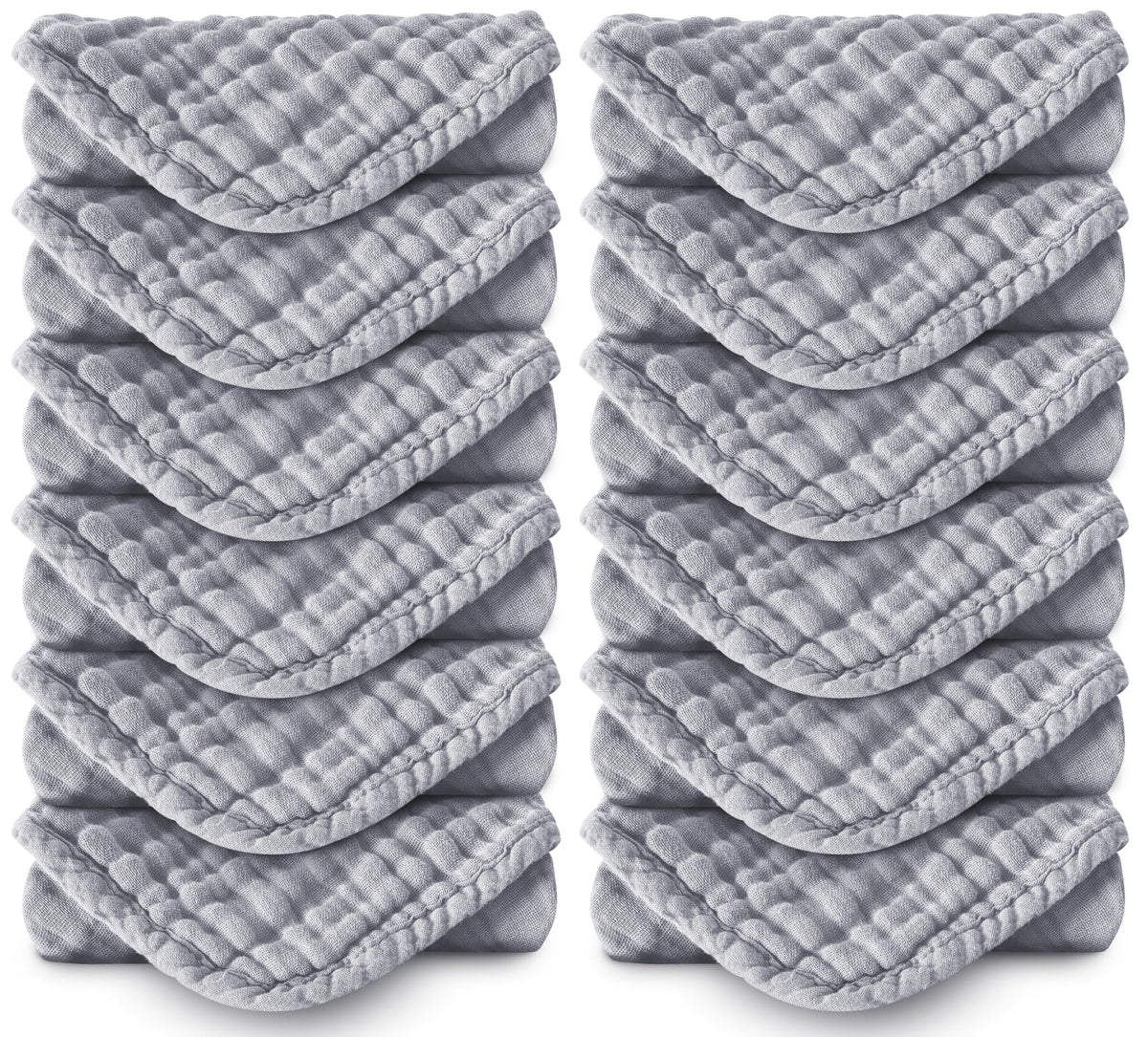 Spotted Play muslin burp cloths 20x10 in grey, soft and gentle on baby skin.