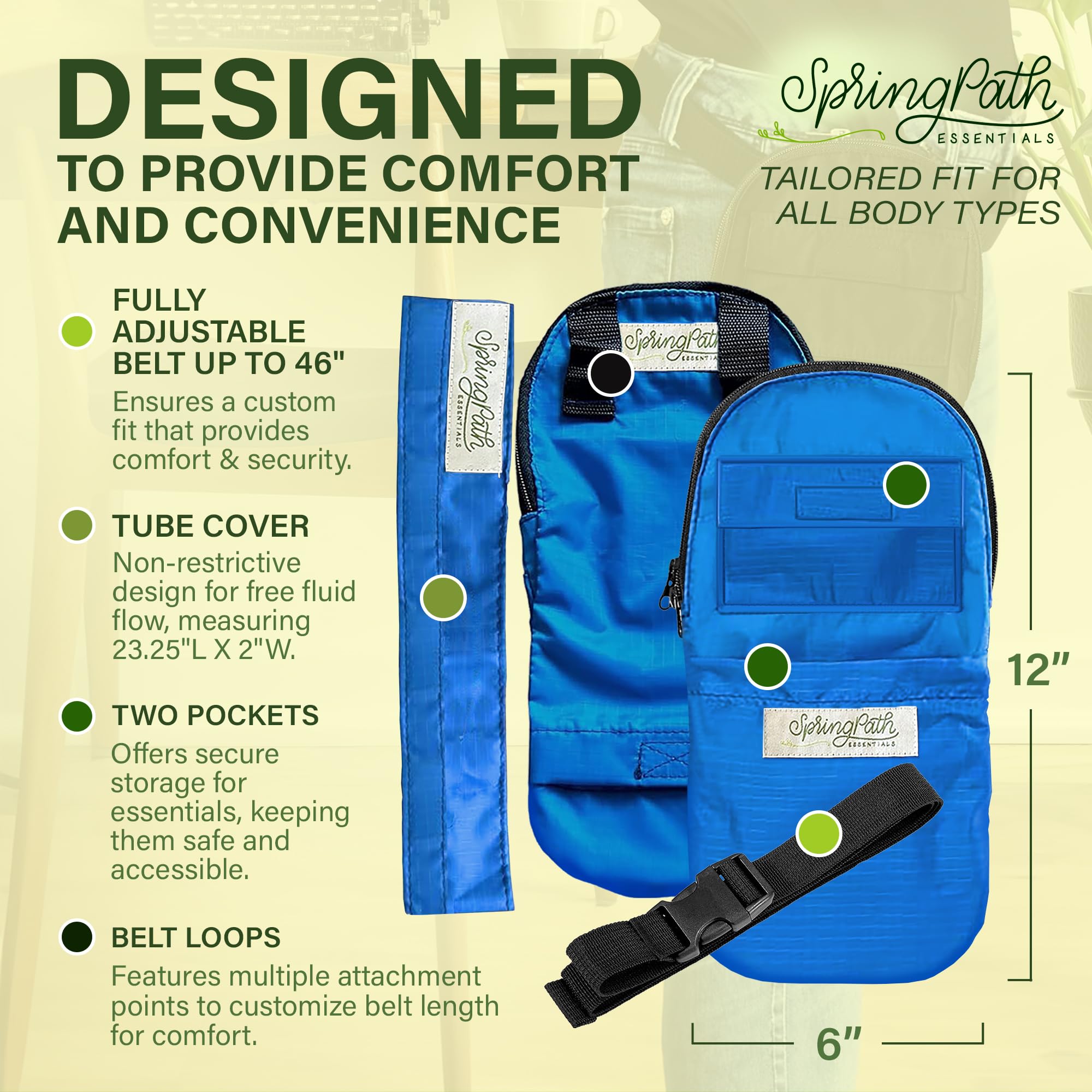 SpringPath belt bag with pockets and comfortable waist fit