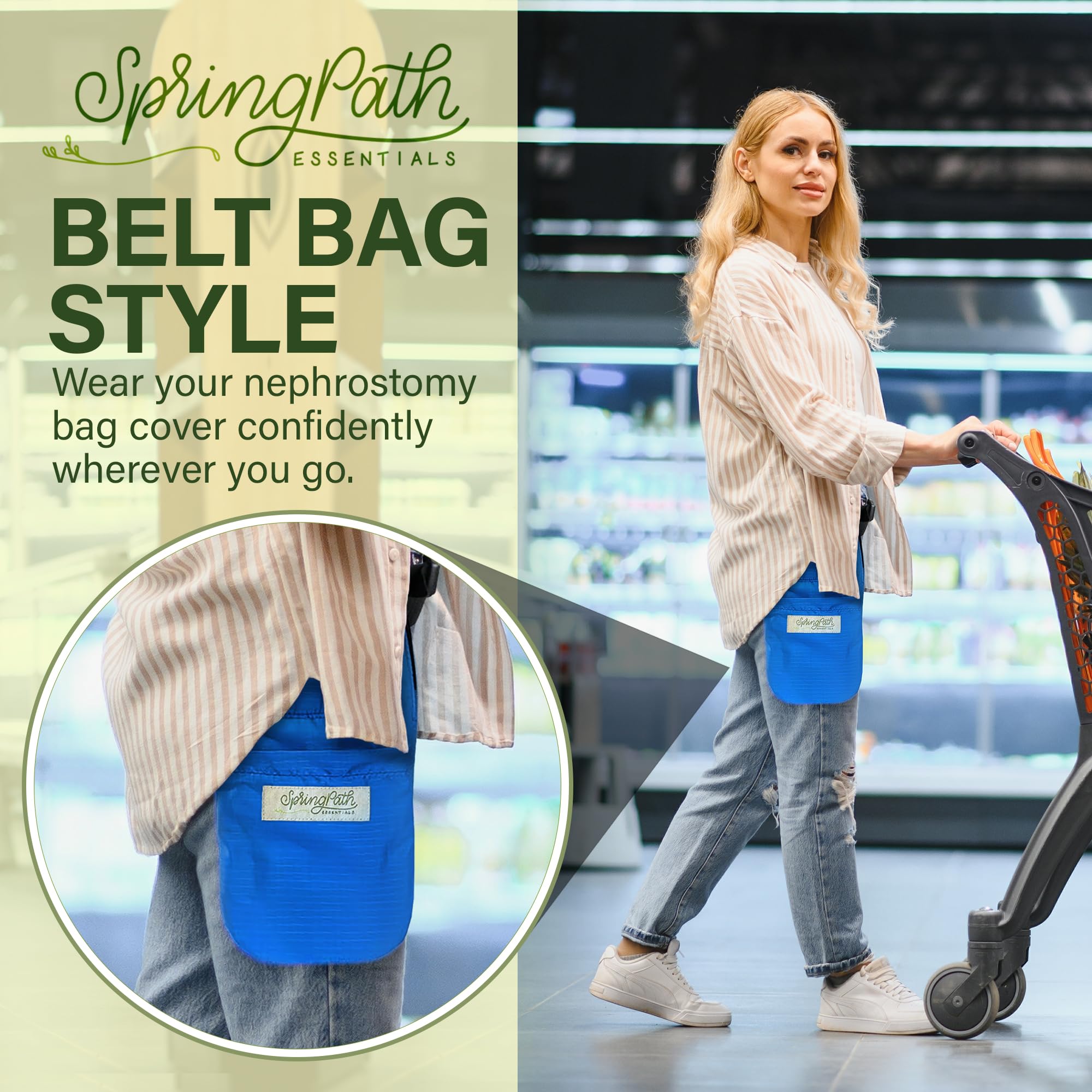 SpringPath Essentials DN belt royal blue, adjustable for secure, comfortable wear.
