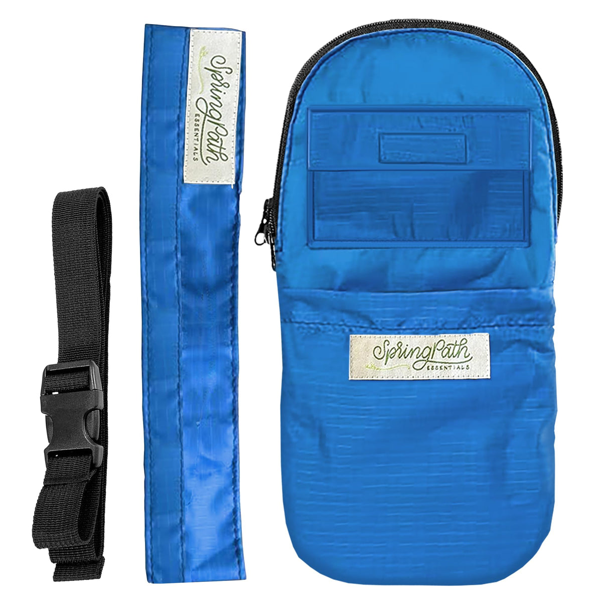 SpringPath Essentials royal blue nephrostomy bag cover protecting a 600ml bag discreetly