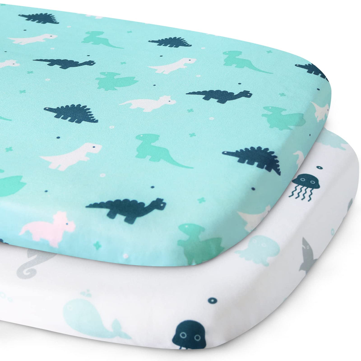 SPRINGSPIRIT bassinet sheet with dinosaur print for cozy naps and playful moments