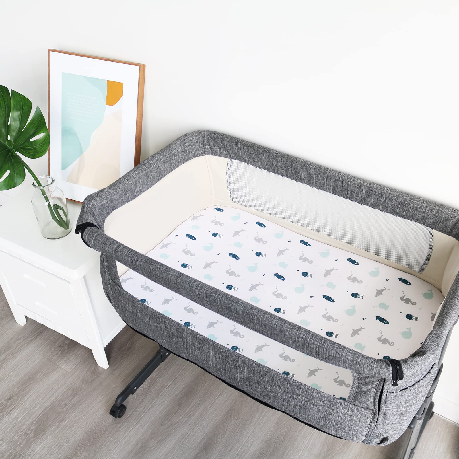 SPRINGSPIRIT bassinet sheet with whale print offers gentle texture for restful sleep