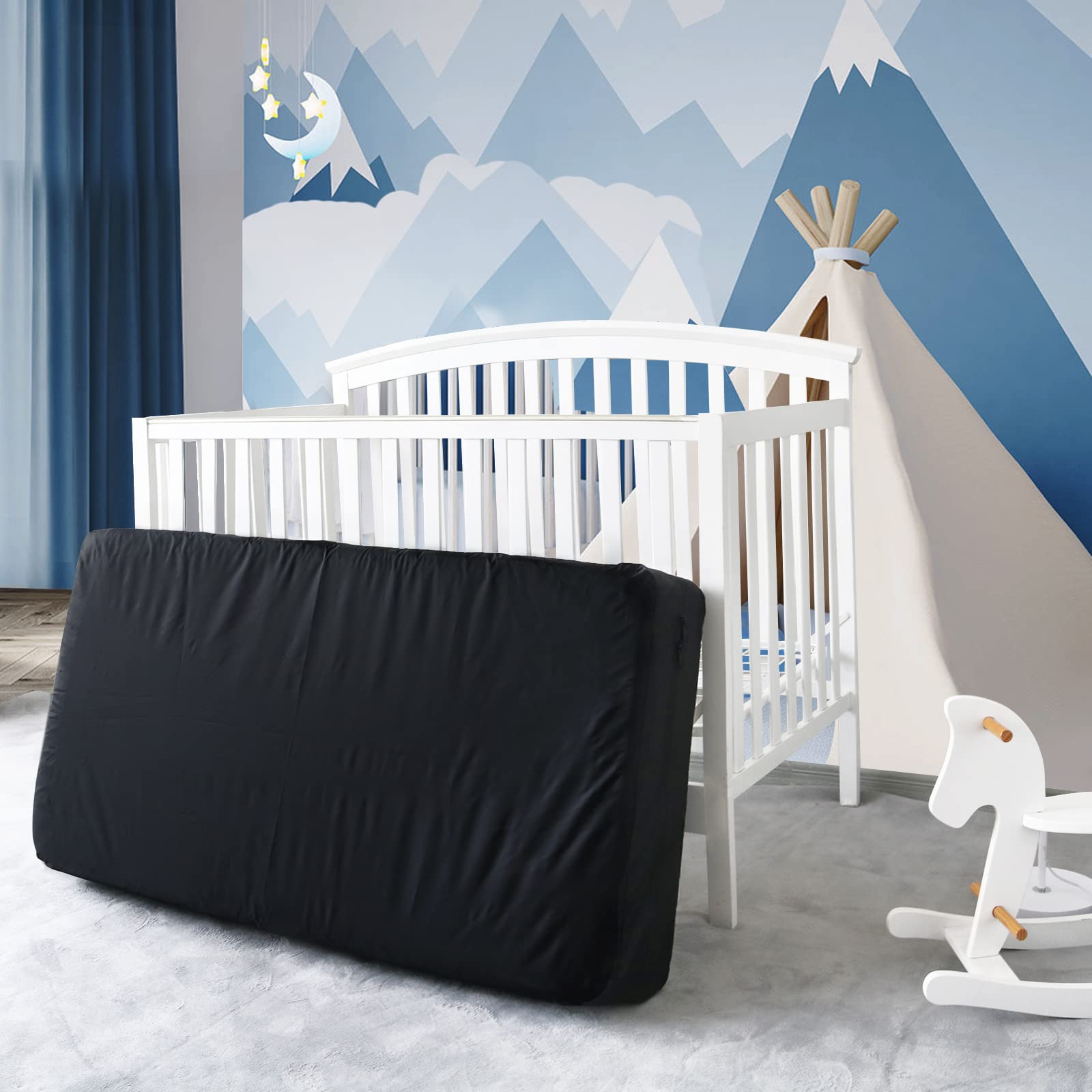 SpringSpirit crib mattress bag sized 52 x 28 x 6.5 inches fits standard cribs.