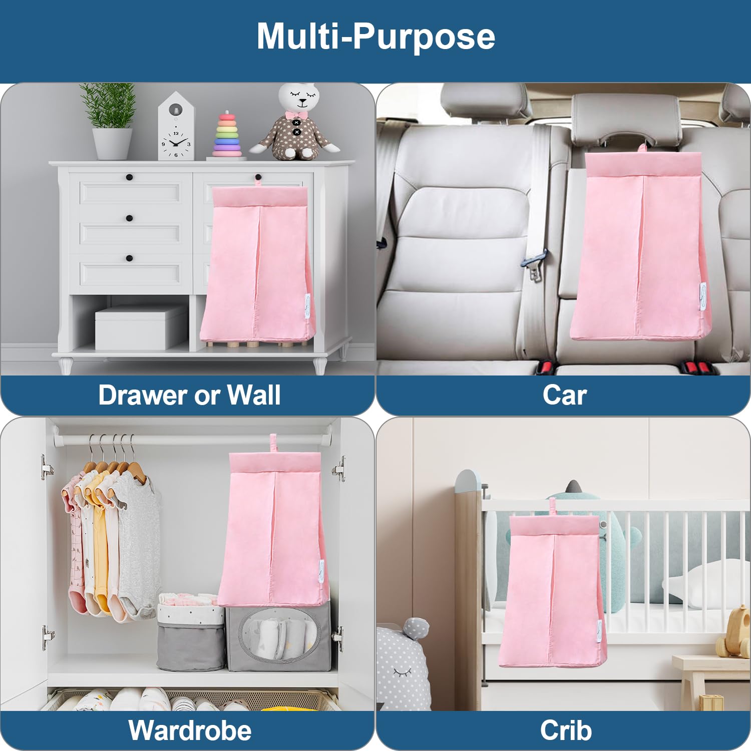 SPRINGSPIRIT diaper stacker pink machine-washable for easy care