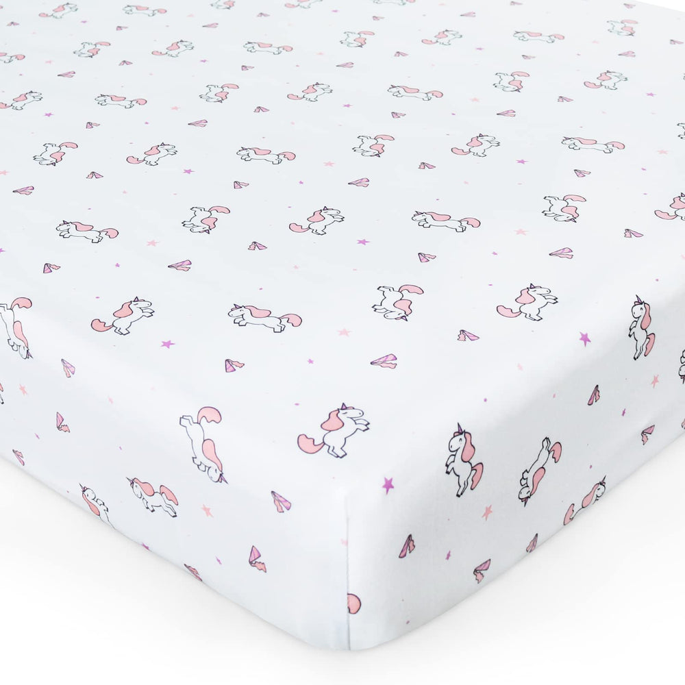 SPRINGSPIRIT girl crib sheets breathable fabric ideal for gentle skin and airflow.