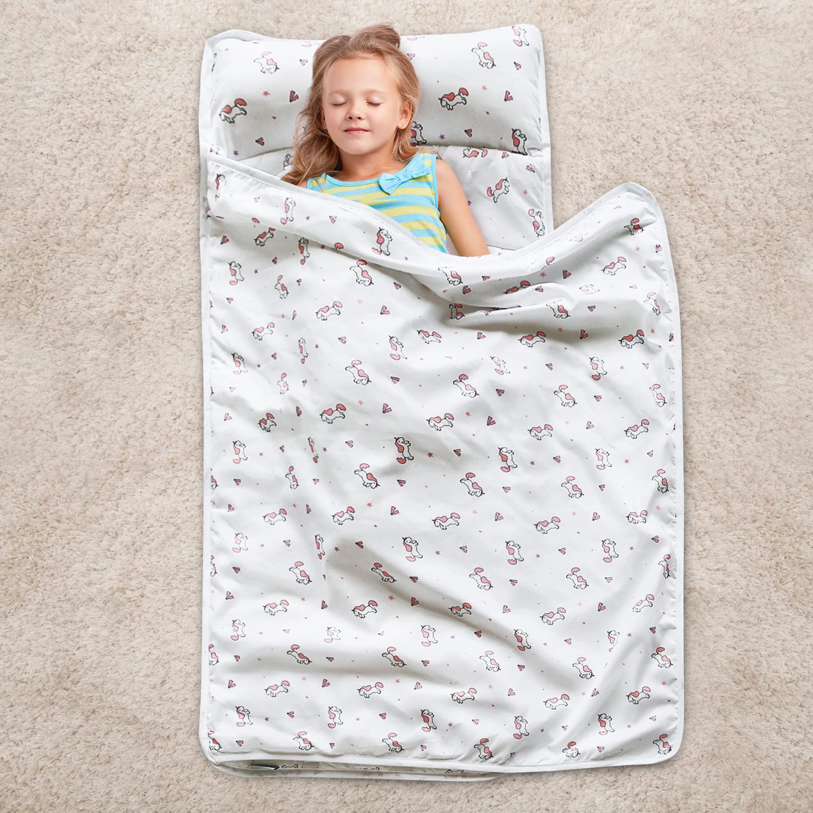 SPRINGSPIRIT white horse nap mat with blanket, machine washable.
