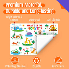SpriteGru farm animal placemat designed for durable, wipe-clean mealtimes.