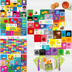 SpriteGru six-pack placemats alphabet for kid-friendly meals and learning