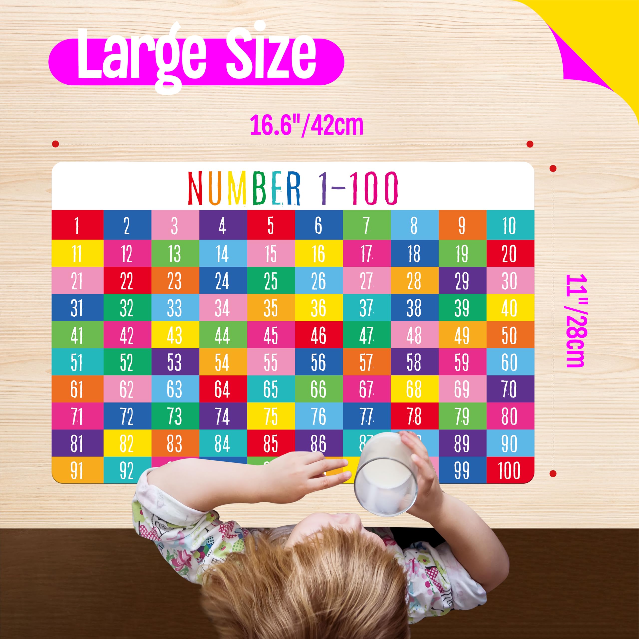 SpriteGru placemats numbers 1-100 chart aid early math exploration