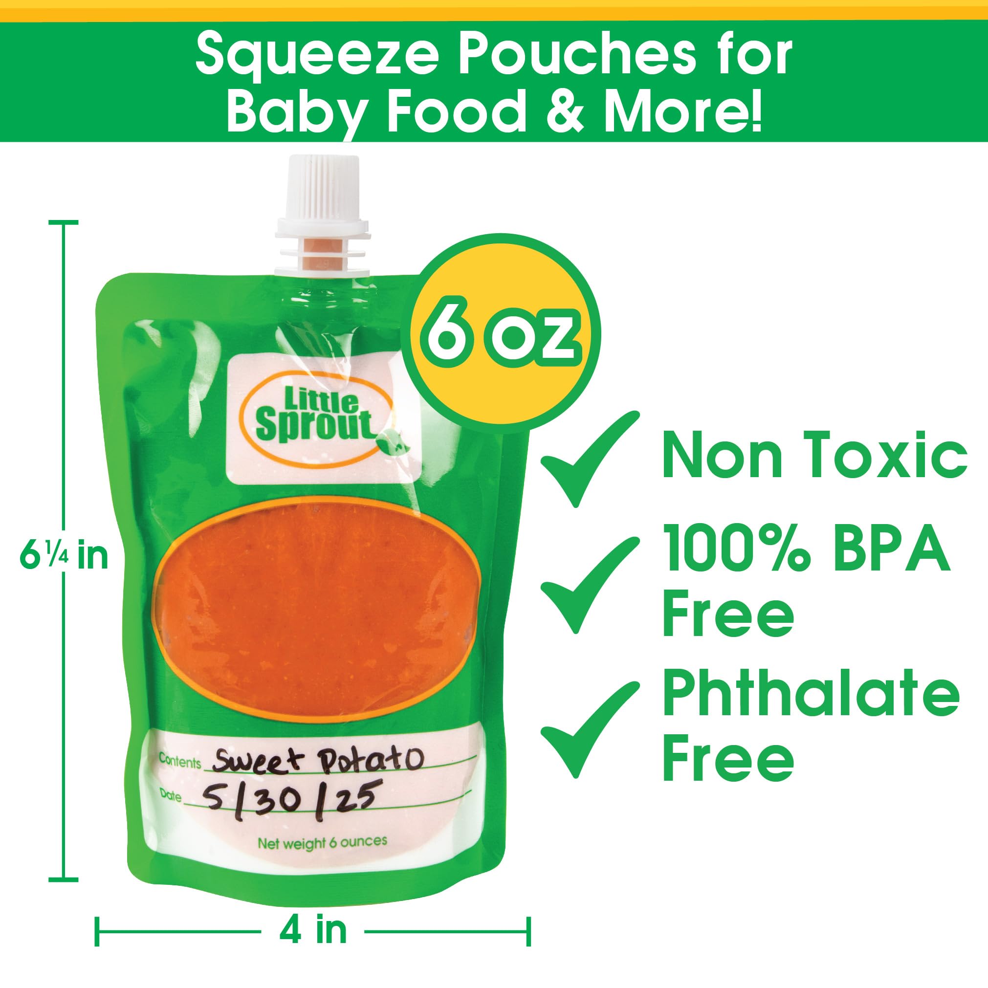 Front writable area on Sprout Cups pouches to label contents and dates quickly.