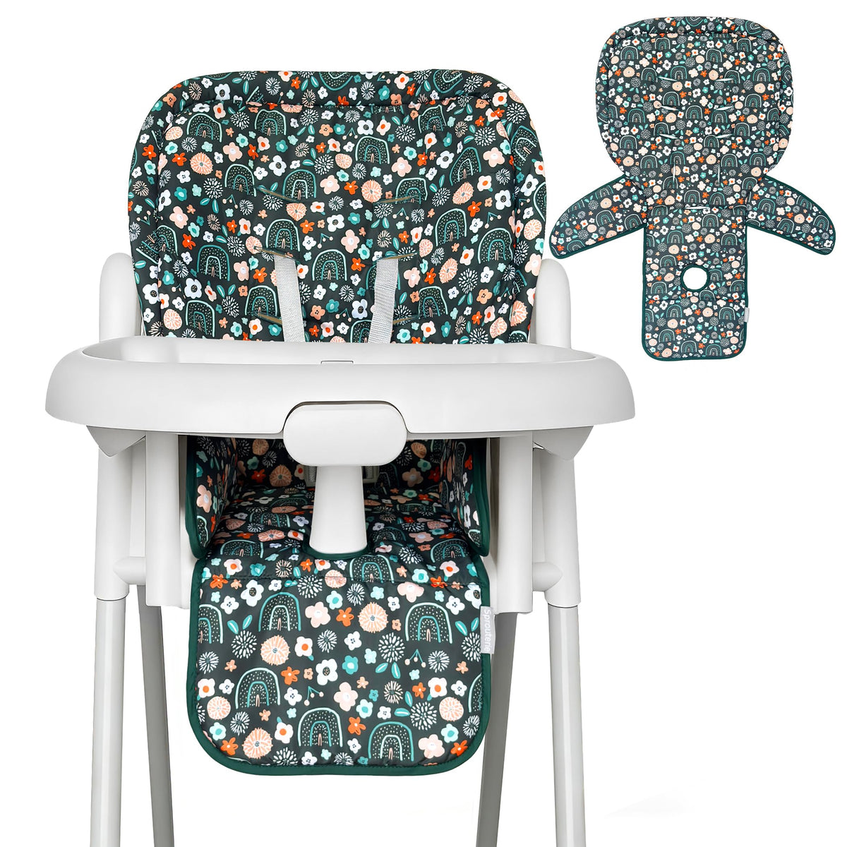 Sprouterie baby high chair cover with waterproof fabric protects chairs and reduces mess.