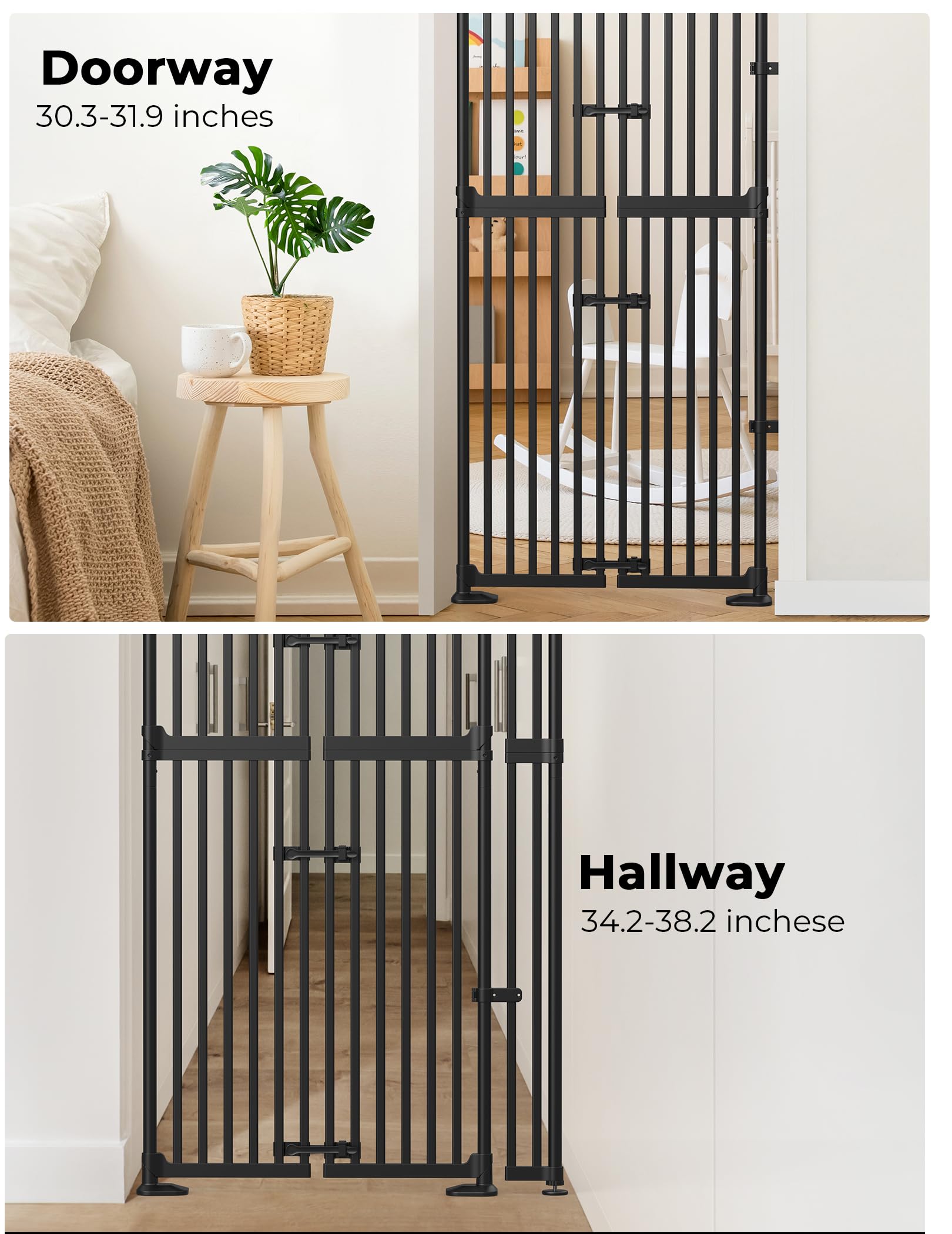 Sprouterie black wall-mount cat gate blends with modern decor.