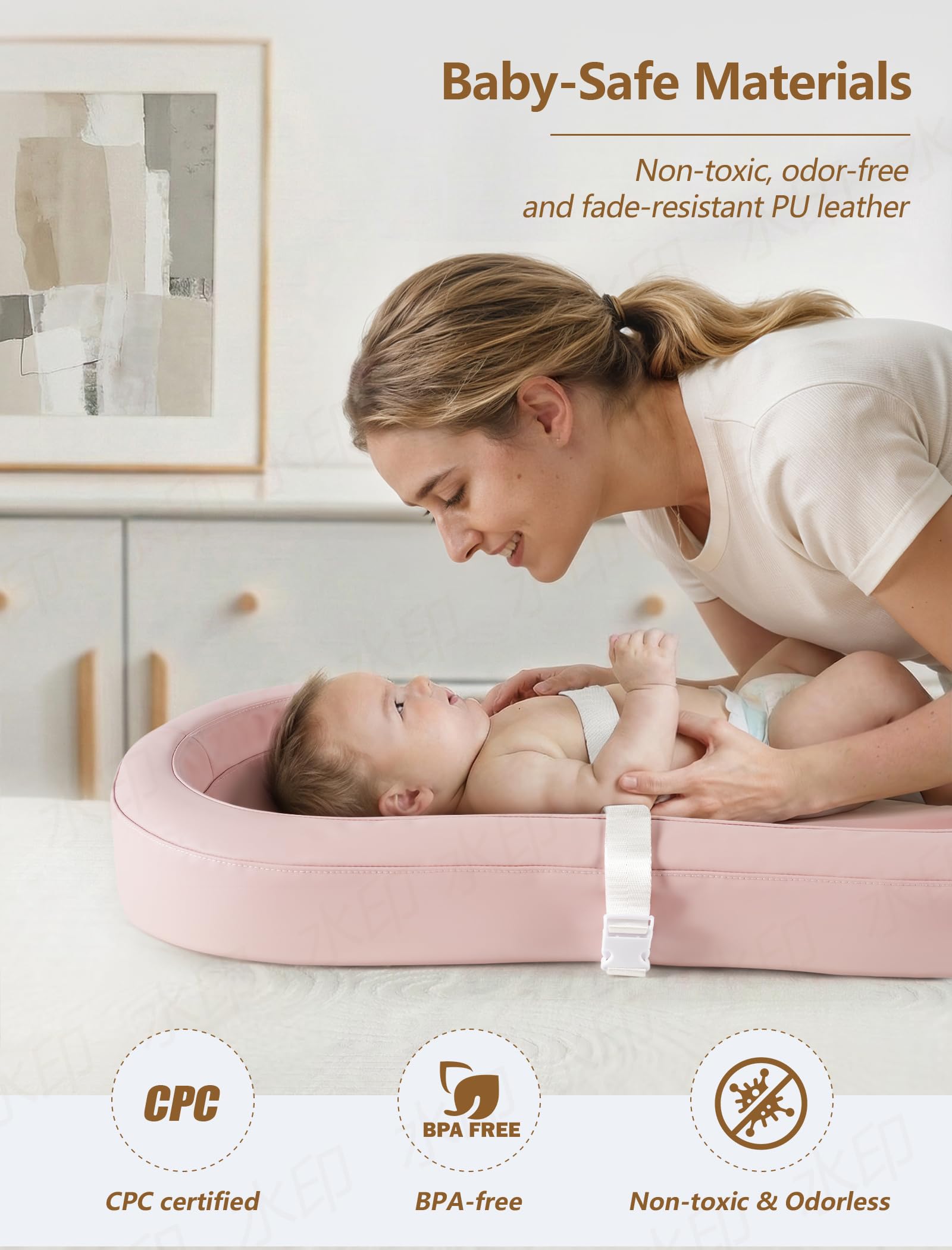 Sprouterie changing pad quick setup image shows tool-free assembly
