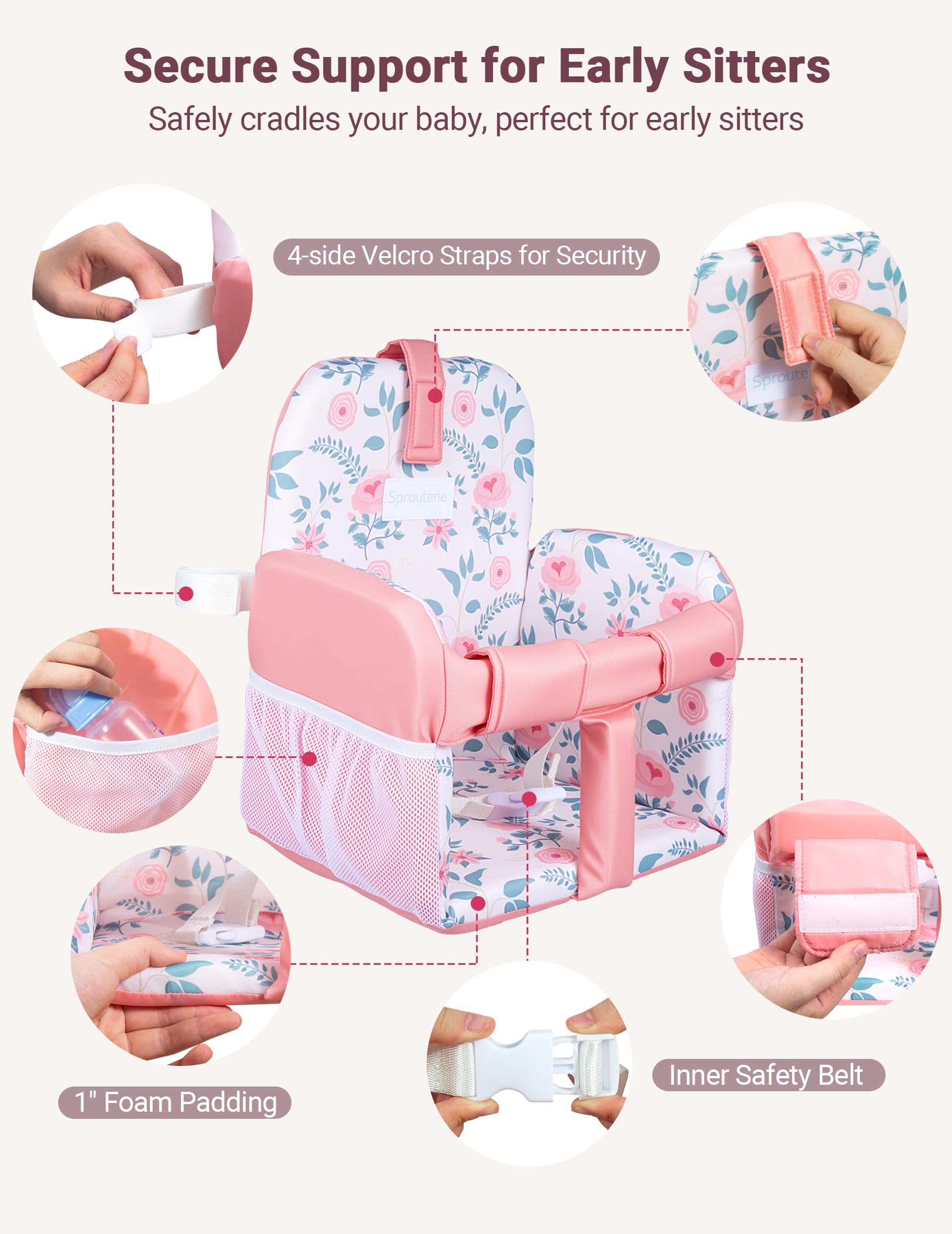 Sprouterie durable polyester fabric resists wear during daily use.