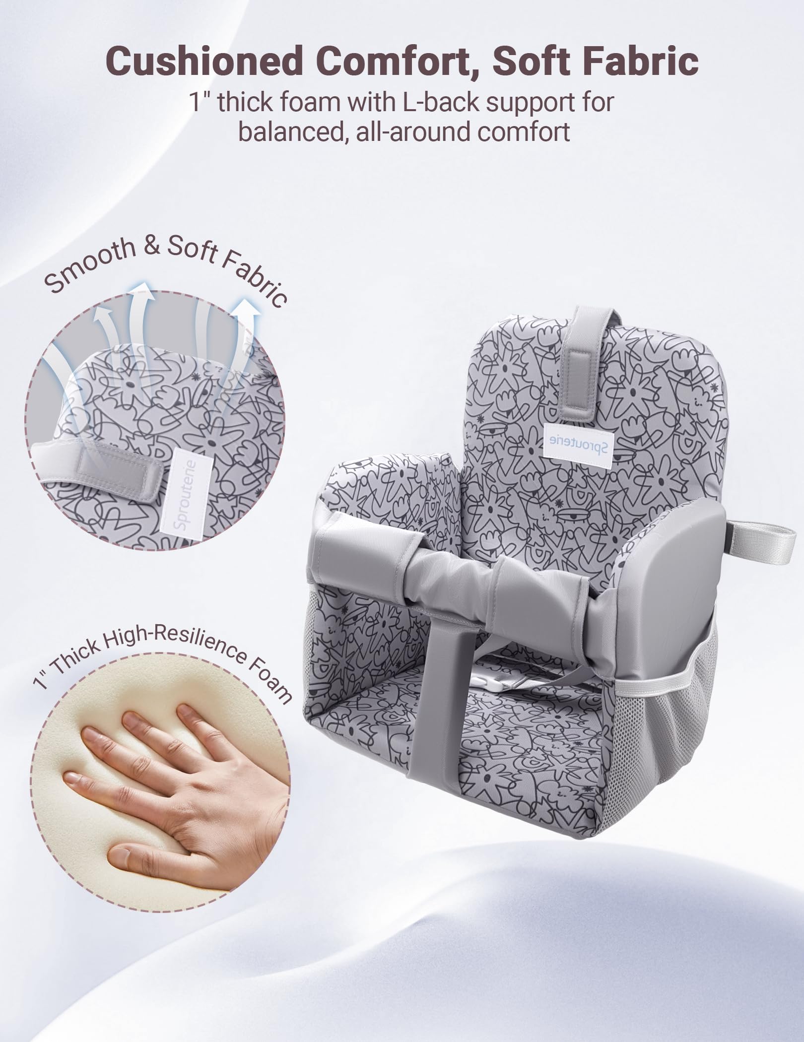 Sprouterie durable, machine-washable cover ready for regular family use.