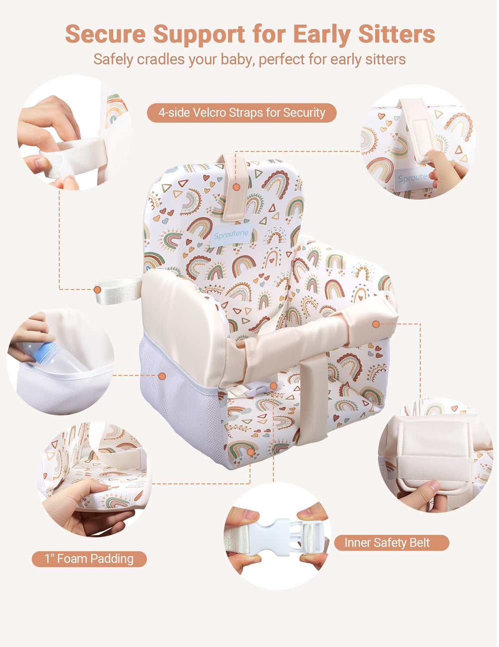 Sprouterie cover tucked into a diaper bag for daily outings and travel.
