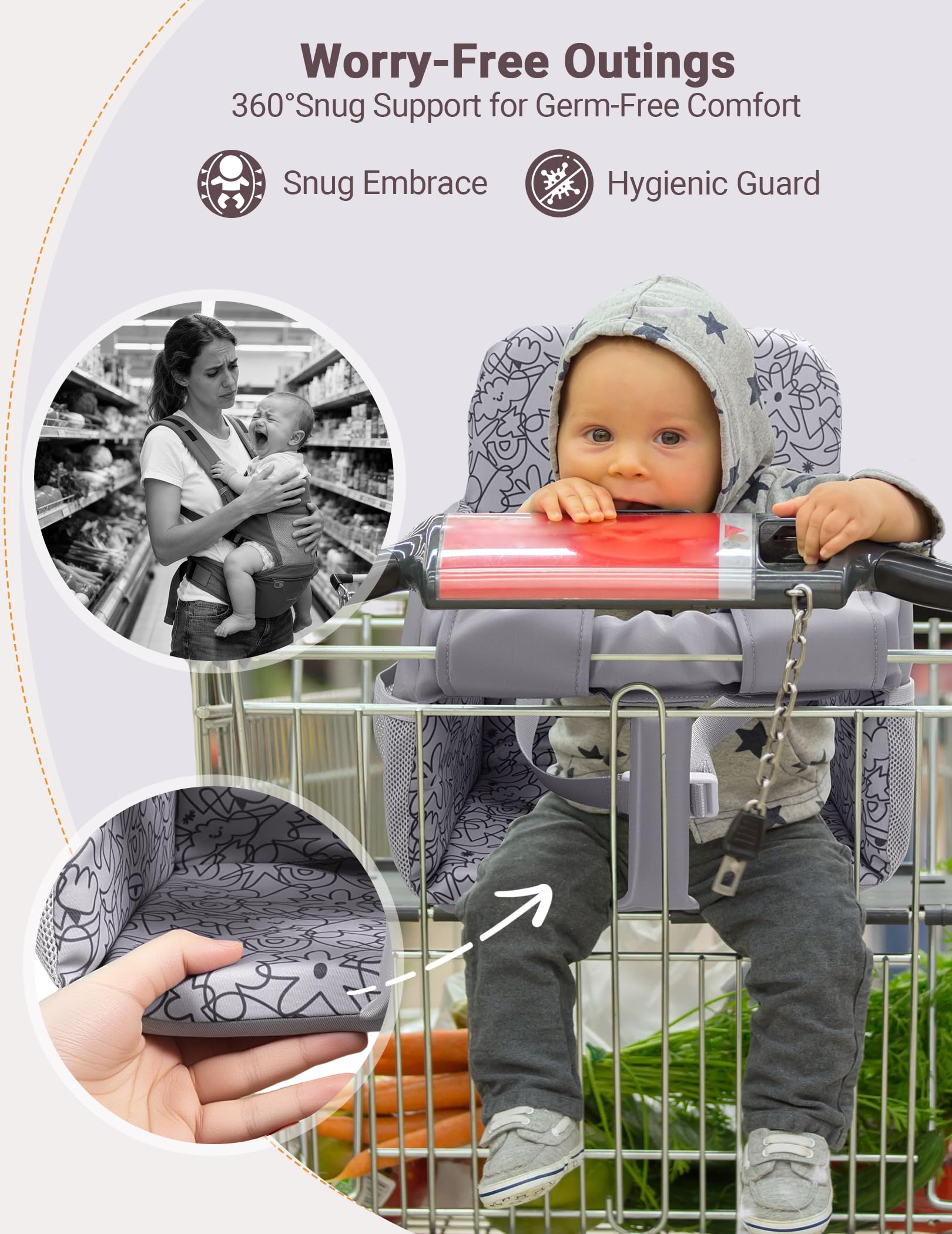 Sprouterie high chair cover in dark grey for restaurant use, keeps seats clean.
