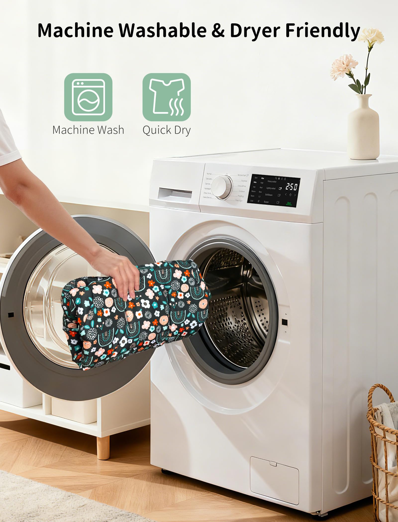Sprouterie durable fabric resists shrinking and maintains shape after washing.