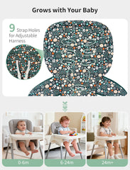 Sprouterie elastic backing and side ties keep the cover in place during meals.