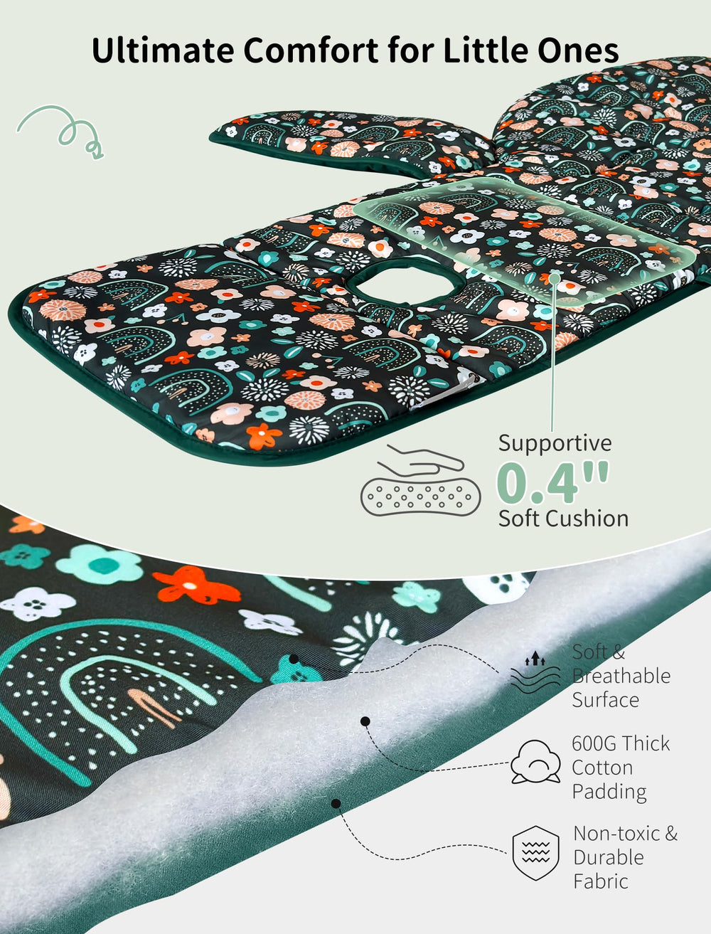 Sprouterie machine-washable cover simplifies cleaning after spills.