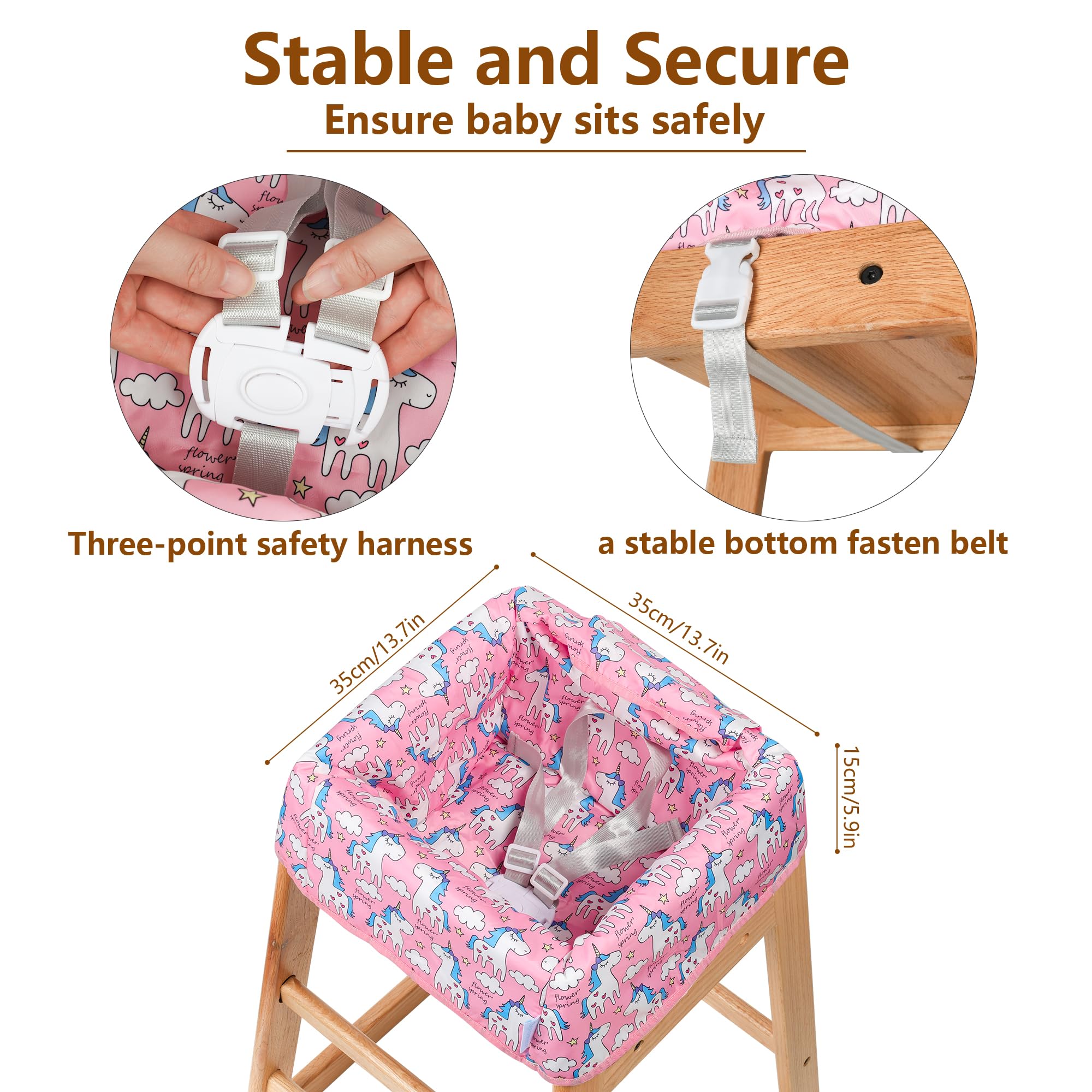 Sprouterie blue polar bear high chair cover on a chair during meals for easy cleanup.