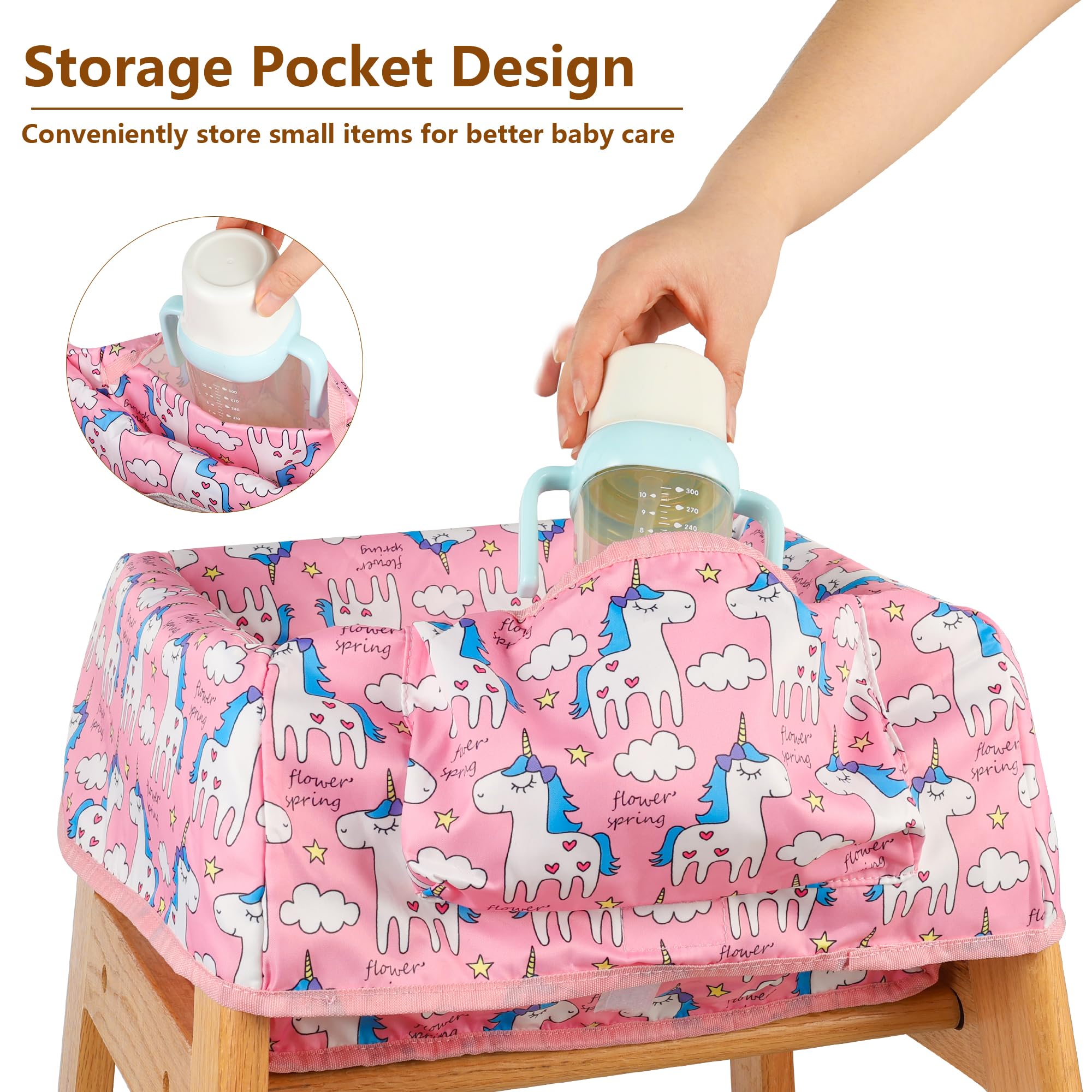 Sprouterie high chair cover ideal for restaurants and outdoor dining.