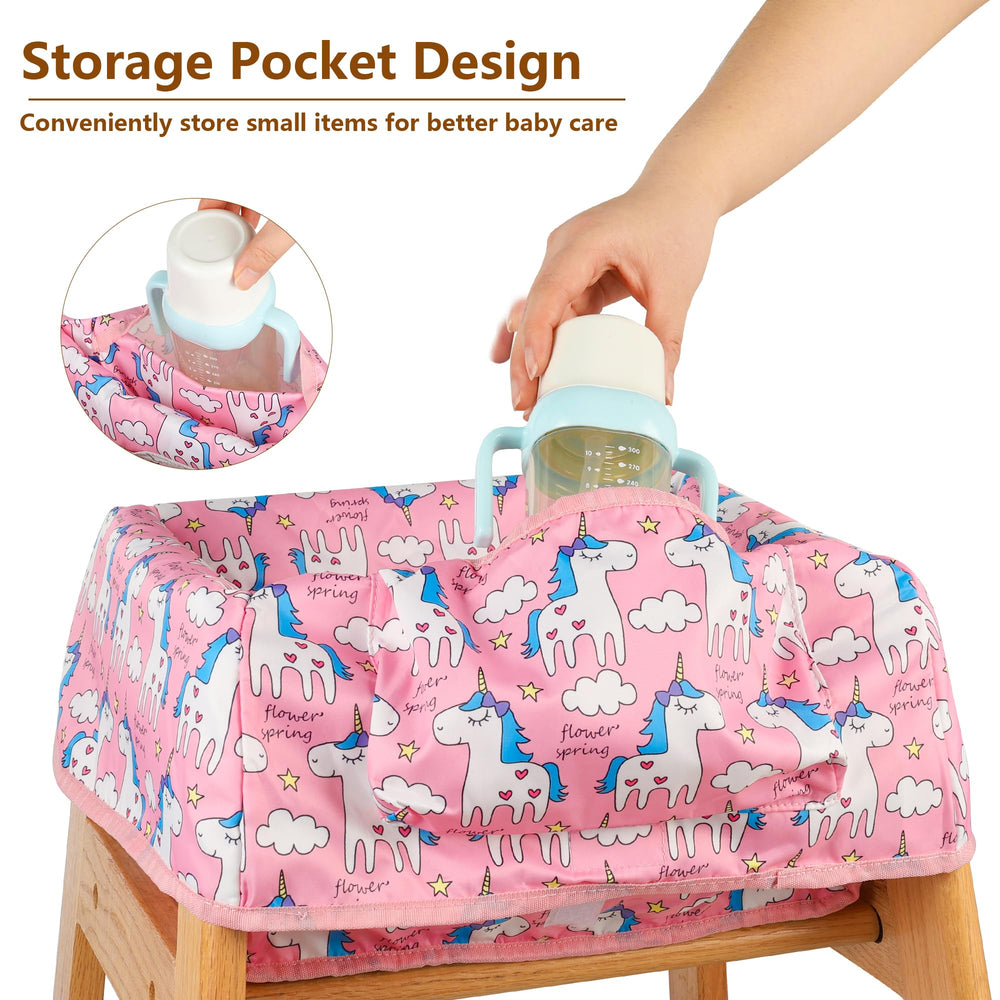 Sprouterie high chair cover ideal for restaurants and outdoor dining.