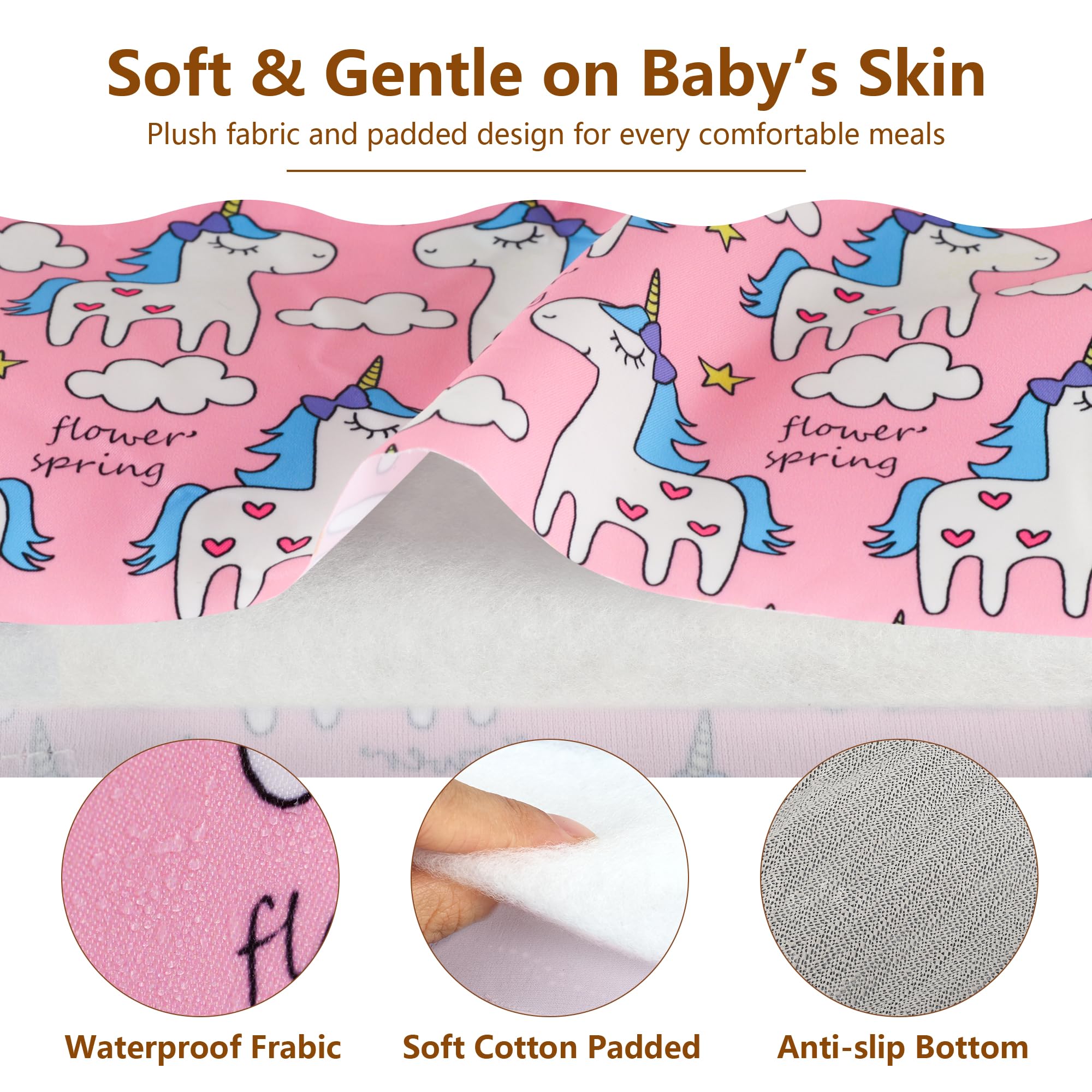 Sprouterie three-layer padding provides soft, breathable comfort during every bite.