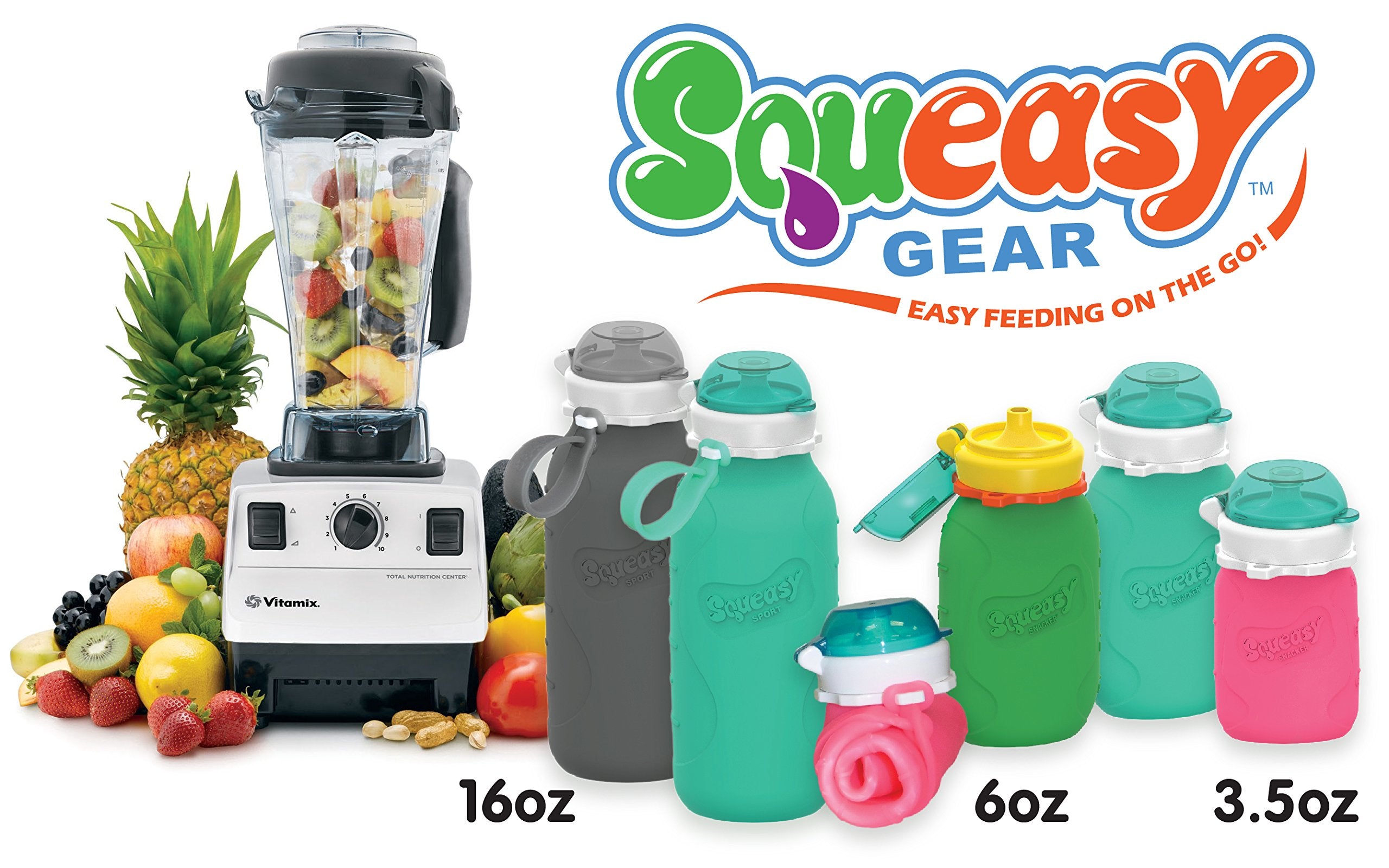 Durable silicone construction of Squeasy Snacker green pouch