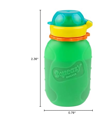 Reusable Squeasy Snacker green pouch supporting eco-friendly family routines