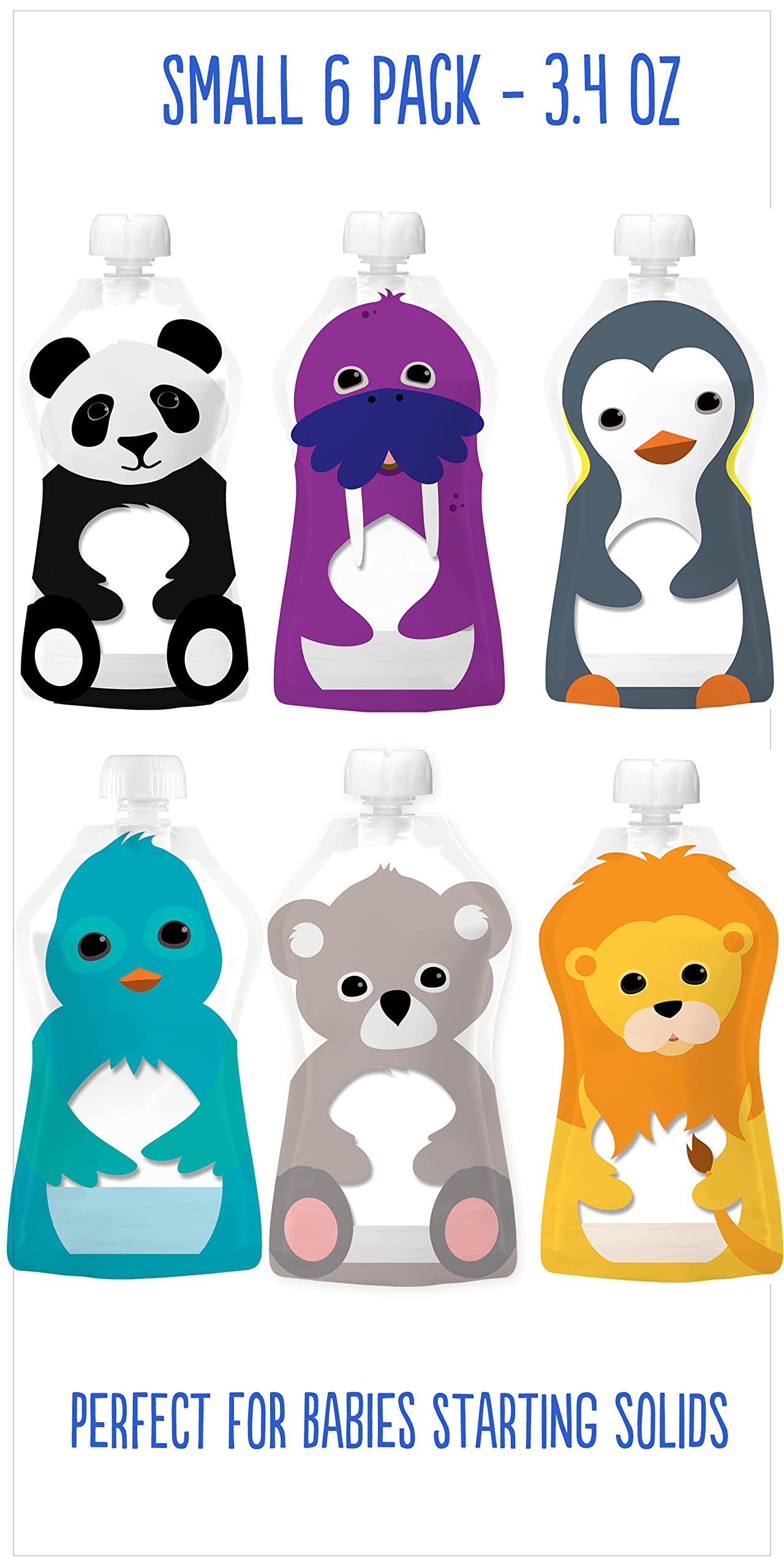 Squooshi pouch wide opening eases filling with yogurt, applesauce, or puree.