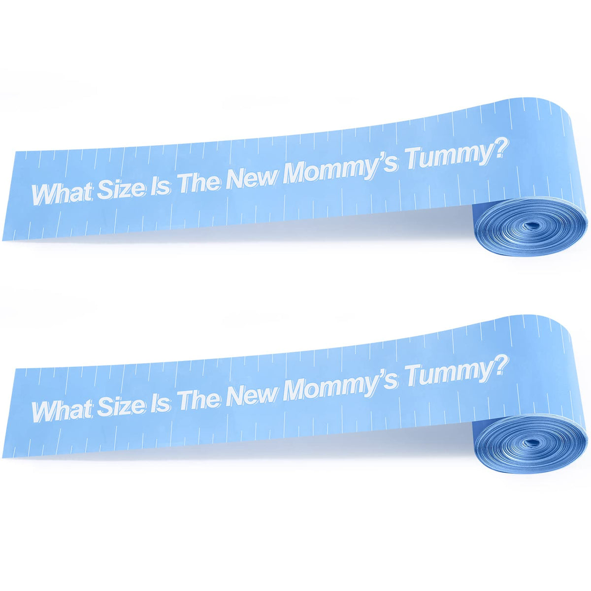 Sratte sky blue belly measuring tape with two rolls for baby showers.